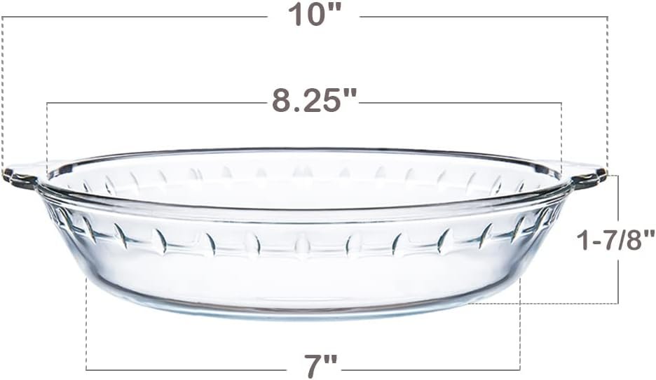 Kingrol 3 Pack Glass Pie Plates with Handles, 9 Inches Baking Dishes, Clear Glass Serving Plates for Snacks, Salads, Desserts