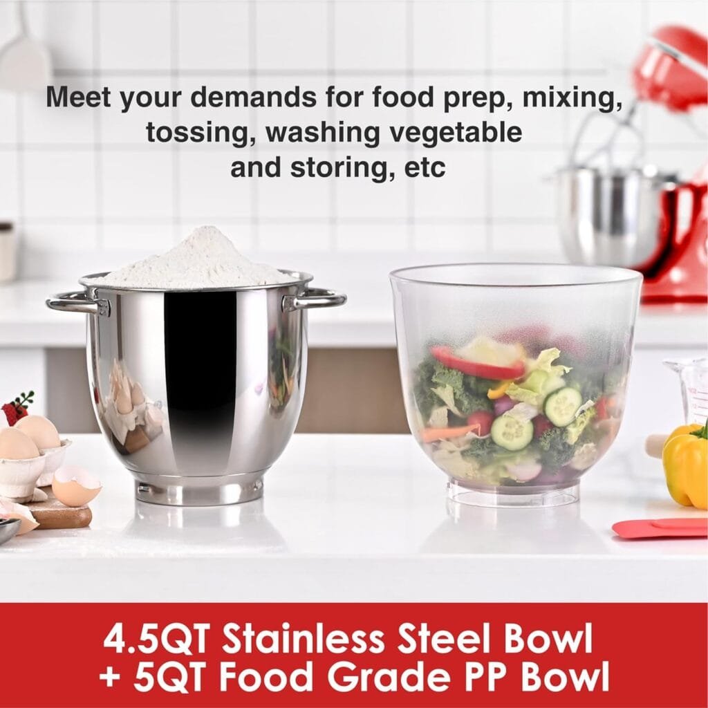 Kitchen in the box Stand Mixer, 4.5QT+5QT Two bowls Electric Food Mixer, 10 Speeds 3-IN-1 Kitchen Mixer for Daily Use with Egg Whisk,Dough Hook,Flat Beater (Black) Kitchen in the box Stand Mixer, 4.5QT+5QT Two bowls Electric Food Mixer, 10 Speeds 3-IN-1 Kitchen Mixer for Daily Use with Egg Whisk,Dough Hook,Flat Beater (Black)