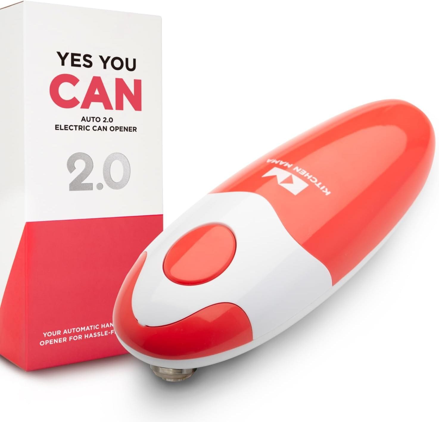 Kitchen Mama Auto 2.0 Electric Can Opener: Upgraded Blade Open Cans of Any Shape - Automatic, Hands Free, Smooth Edge, Food-Safe, Battery Operated, YES YOU CAN (Red) Kitchen Mama Auto 2.0 Electric Can Opener: Upgraded Blade Open Cans of Any Shape - Automatic, Hands Free, Smooth Edge, Food-Safe, Battery Operated, YES YOU CAN (Red)