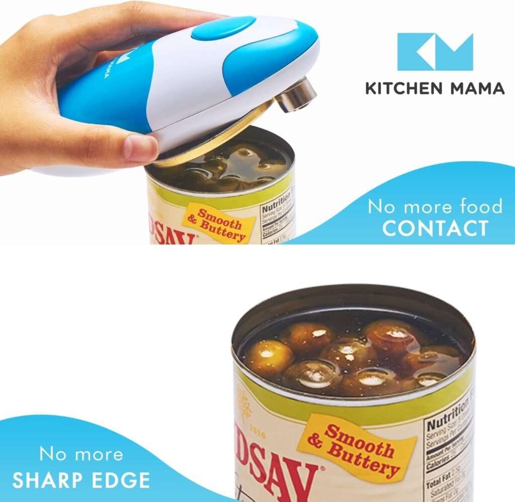 Kitchen Mama Auto Electric Can Opener: Open Your Cans with A Simple Press of Button - Automatic, Hands Free, Smooth Edge, Food-Safe, Battery Operated, YES YOU CAN (Red)