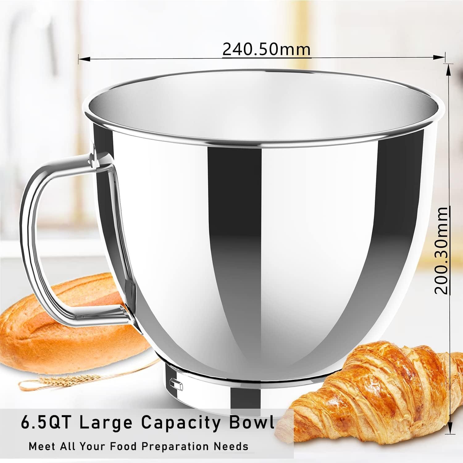 Kitchen Stand Mixer, 6.5-QT 660W Electric Food Mixer, 6 Speeds Kitchen Mixer with Dough Hook, Egg Whisk, Flat Beater, Upgrade Version (Red)