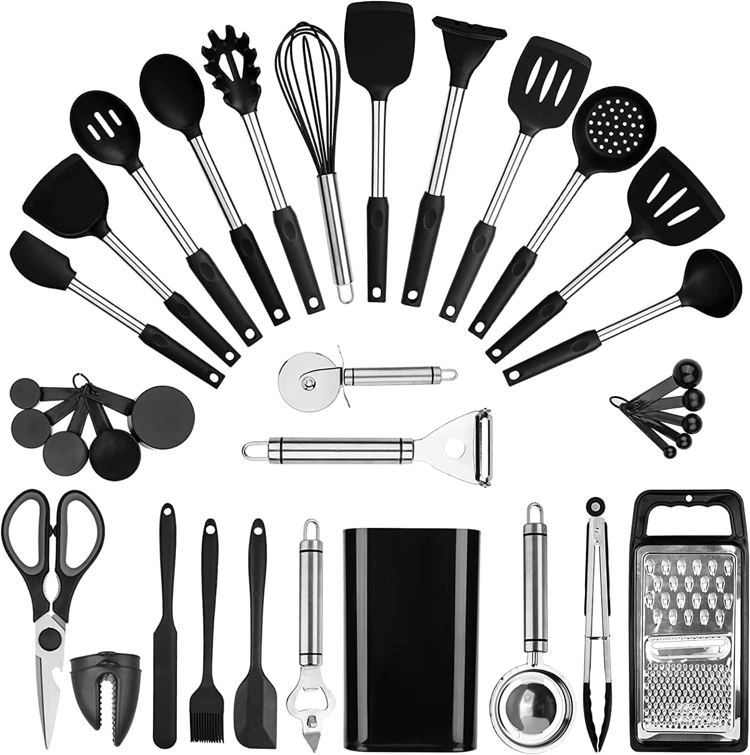 Kitchen Utensil Set-Silicone Cooking Utensils-46 Kitchen Gadgets  Spoons for Nonstick Cookware-Silicone and Stainless Steel Spatula Set-Best Kitchen Tools, Useful Pots and Pans Accessories Kitchen Utensil Set-Silicone Cooking Utensils-46 Kitchen Gadgets  Spoons for Nonstick Cookware-Silicone and Stainless Steel Spatula Set-Best Kitchen Tools, Useful Pots and Pans Accessories