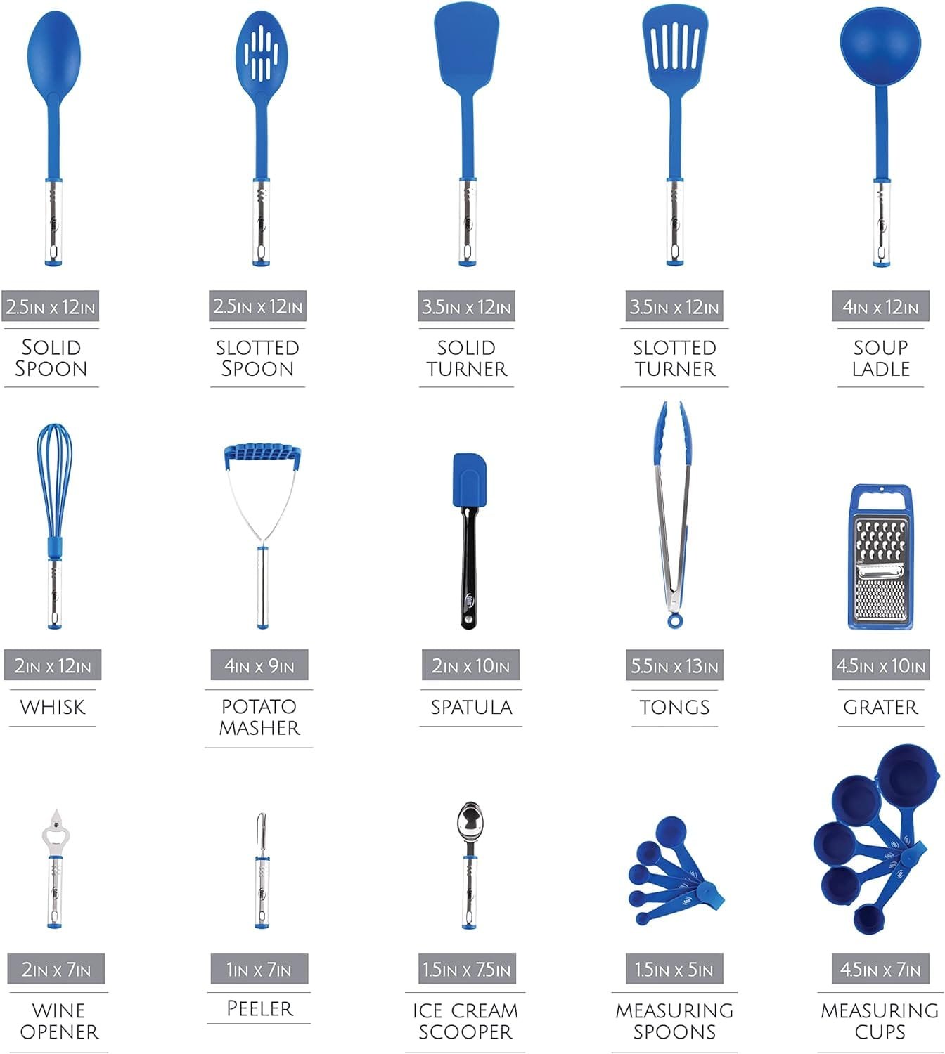 Kitchen Utensils Set 35 PCS Cooking Utensils Set, Nonstick and Heat Resistant Nylon Stainless Steel Silicone Spatula Set - Kitchen Gadgets Home Essentials Kitchen Accessories, Apartment Must Haves