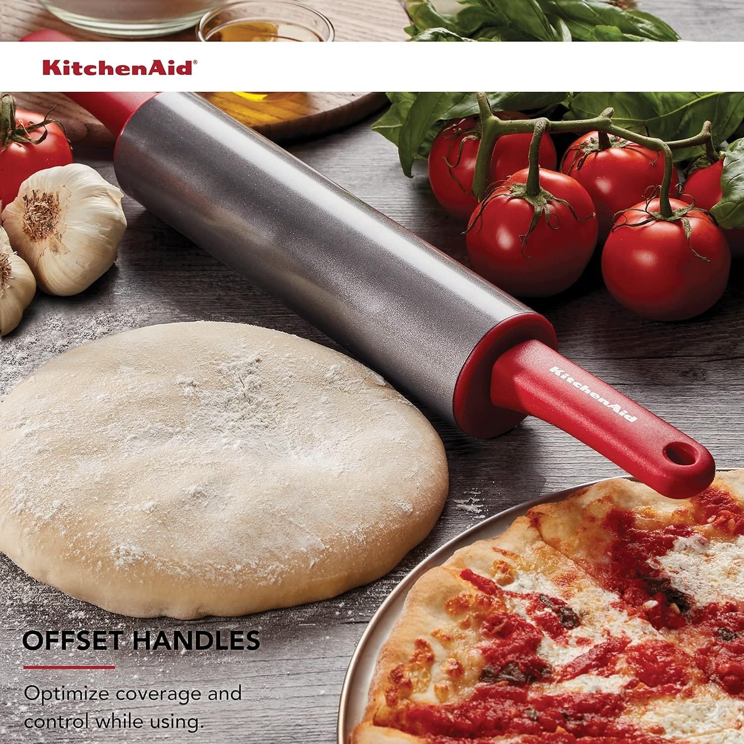 KitchenAid Gourmet Rolling Pin, One Size, Red, 2.5 x 2.5 x 22 inches