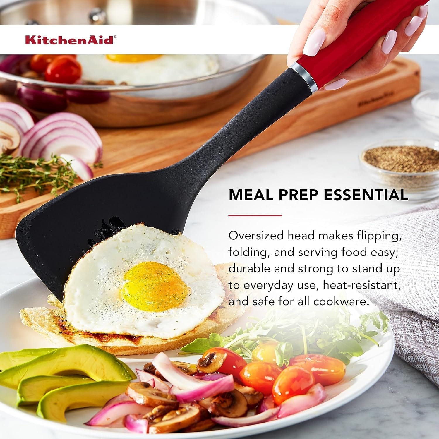 KitchenAid KE001OHOBA Classic Solid Turner, Black, 13.5x 3.3 Inch KitchenAid KE001OHOBA Classic Solid Turner, Black, 13.5x 3.3 Inch