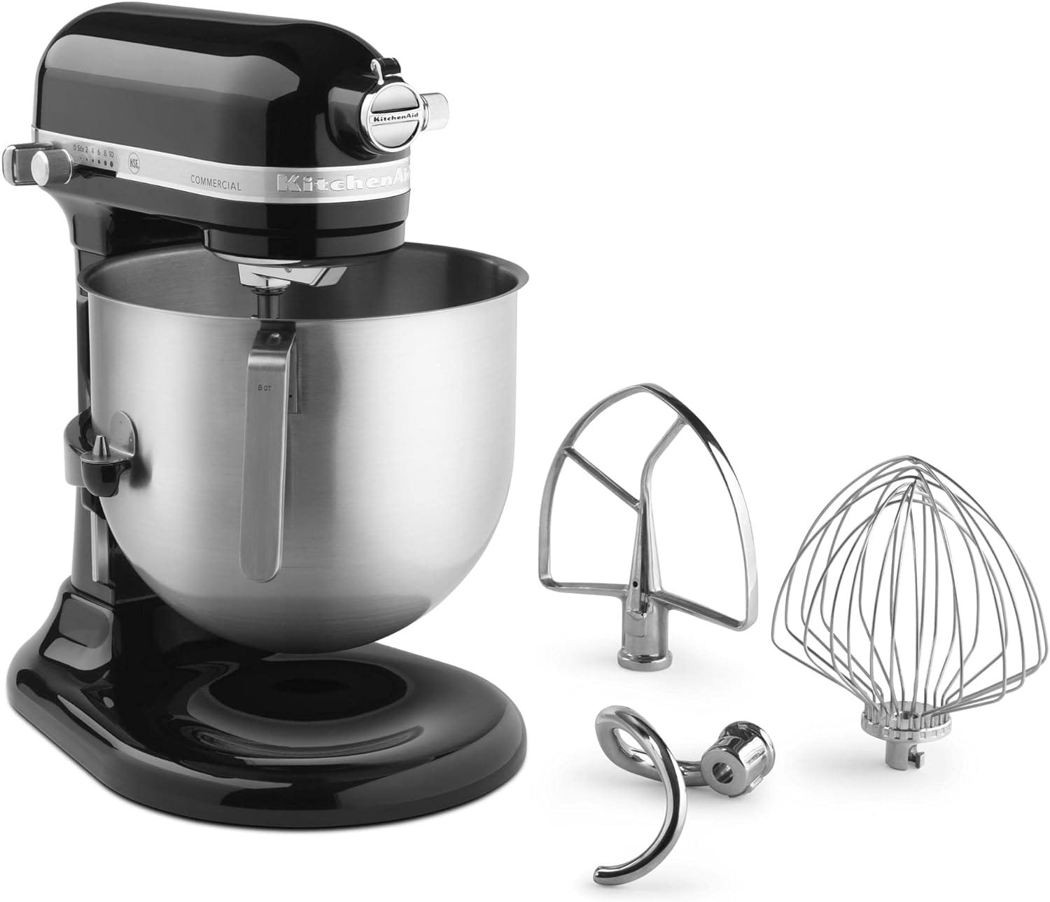 KitchenAid KSMC895CU 8-Quart Commercial Countertop Mixer with Bowl Guard, 10-Speed, Gear-Driven, Contour Silver