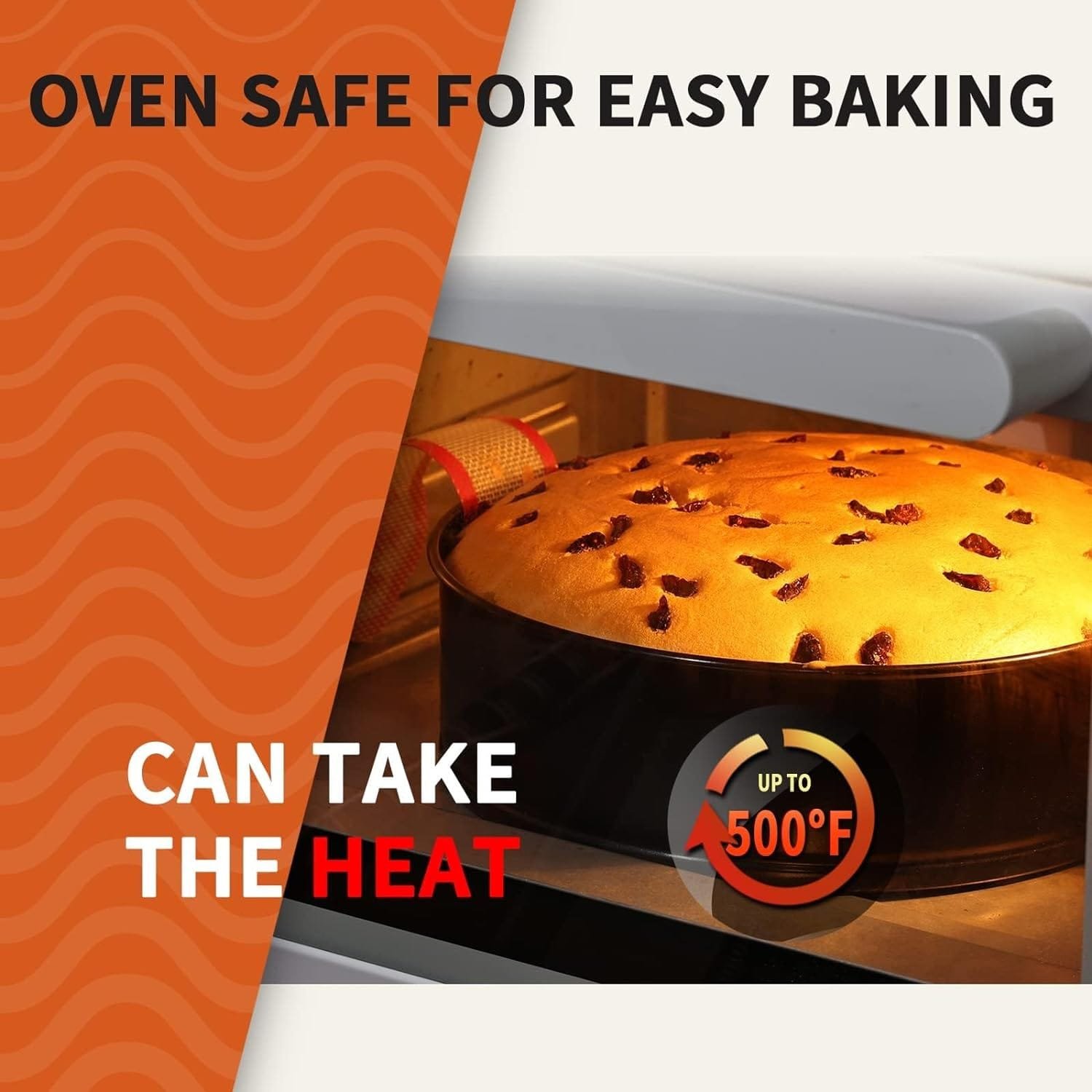 KitchenRaku 1PCS Silicone Baking Mat for Dutch Oven Bread Baking-Non-Stick Silicone Mat for Baking Sheet- Long Handles for Easier Transfer for Dough -Silicone Slap Wristband - 8.1 (Black)