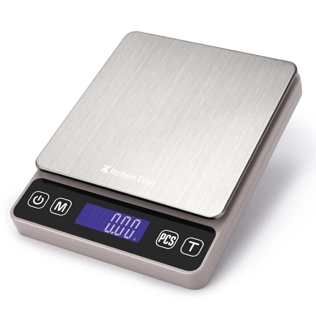 KitchenTour Digital Kitchen Scale - 500g/0.01g High Accuracy Precision Multifunction Food Meat Scale Jewelry Lab Carat Powder Scale with Back-Lit LCD Display(Batteries Included)