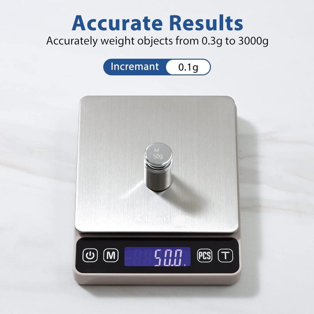 KitchenTour Digital Kitchen Scale - 500g/0.01g High Accuracy Precision Multifunction Food Meat Scale Jewelry Lab Carat Powder Scale with Back-Lit LCD Display(Batteries Included)