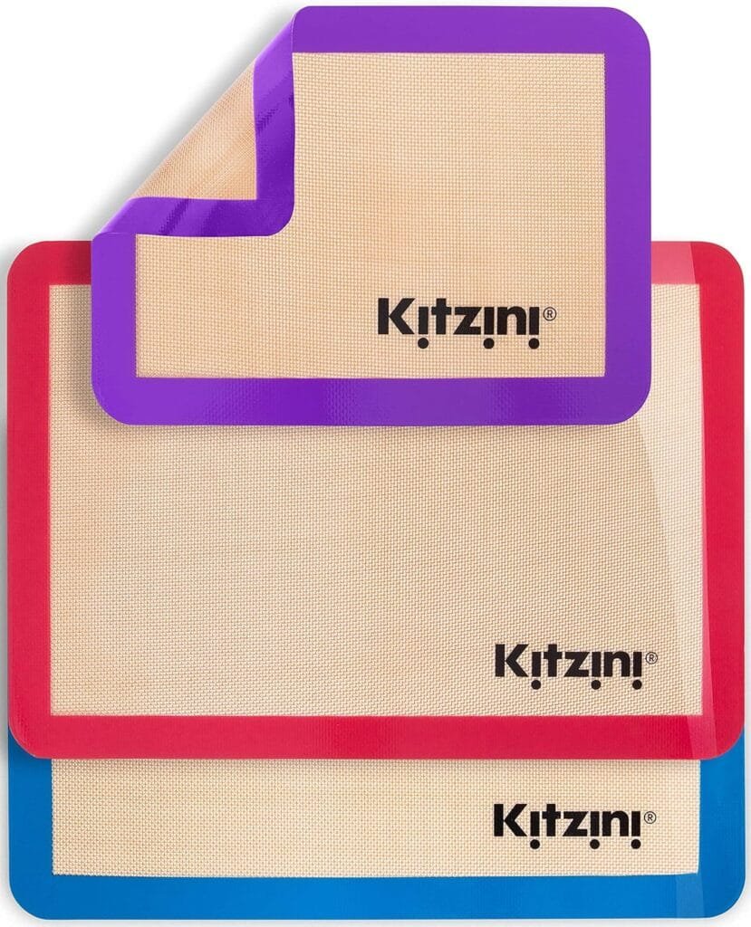 Kitzini Silicone Baking Mat Set. Non-Stick. 4 Half Baking Sheets. BPA Free. Professional Grade. Silicone Baking Mats for Cookies, Macarons  Pastry Kitzini Silicone Baking Mat Set. Non-Stick. 4 Half Baking Sheets. BPA Free. Professional Grade. Silicone Baking Mats for Cookies, Macarons  Pastry