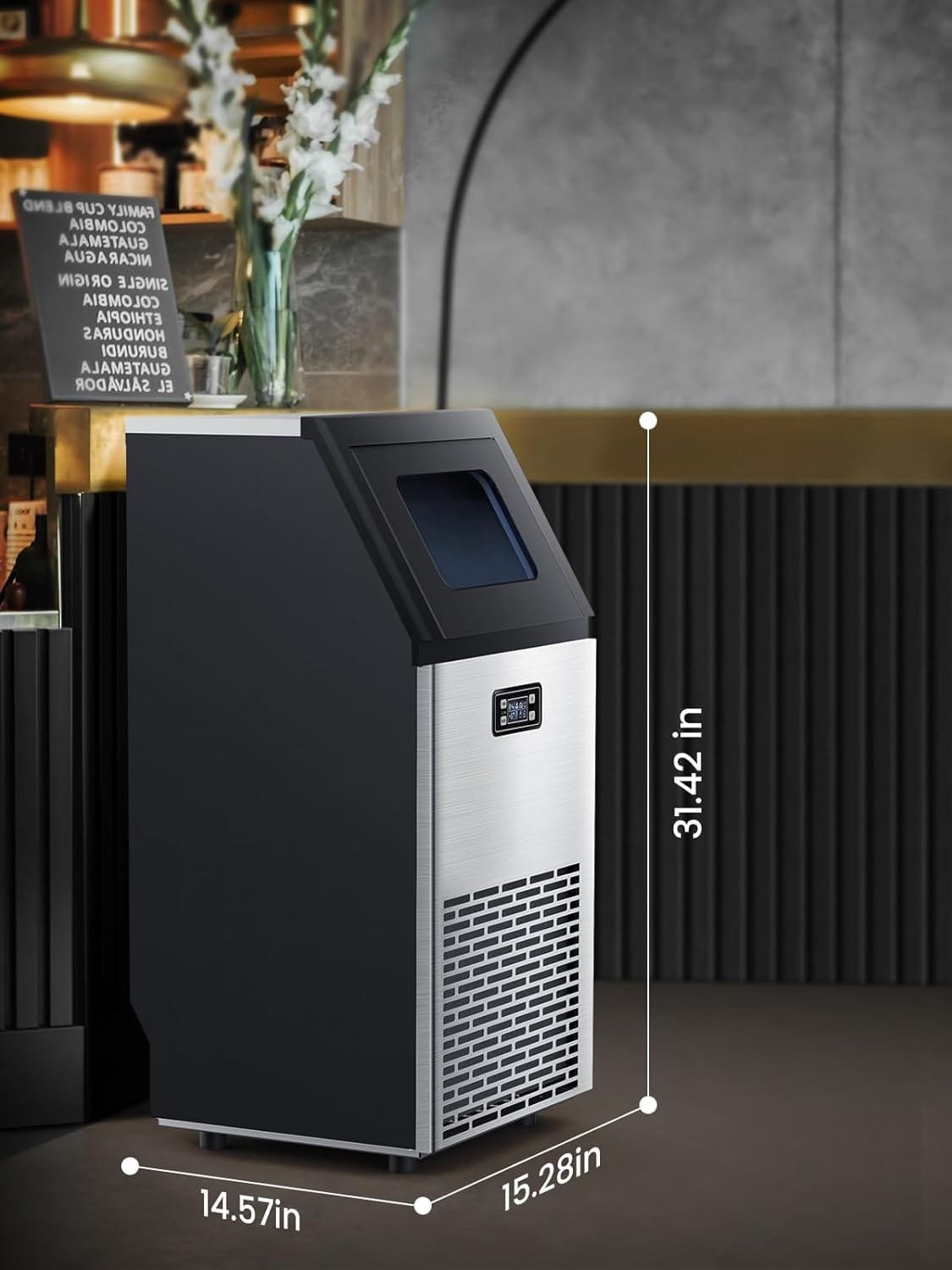 Kndko Commercial Ice Maker Machine, 100 lbs/24H, Stainless Steel Ice Maker with 2 Way Add Water, Under Counter Ice Machine, Freestanding Ice Maker, 24H Timer,Ice Machine for Home,Bar,Restaurant,RV