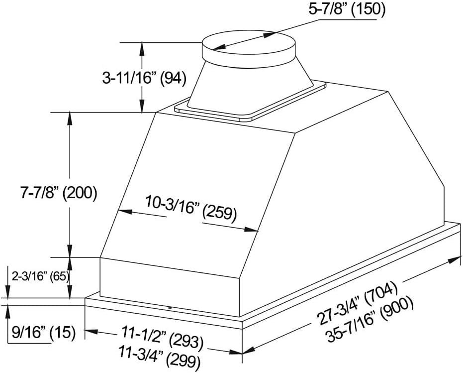 KOBE Range Hoods INX2936SQBF-500-1 Built-In/Insert Range Hood, 36, Stainless Steel