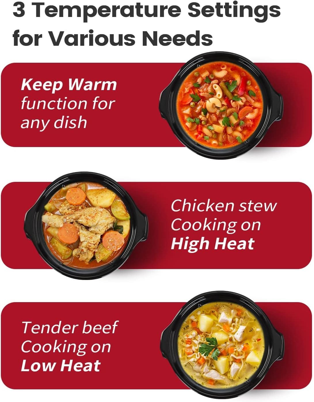 KOOC Small Slow Cooker, 2-Quart, Free Liners Included for Easy Clean-up, Upgraded Ceramic Pot, Adjustable Temp, Nutrient Loss Reduction, Stainless Steel, Black, Round… KOOC Small Slow Cooker, 2-Quart, Free Liners Included for Easy Clean-up, Upgraded Ceramic Pot, Adjustable Temp, Nutrient Loss Reduction, Stainless Steel, Black, Round…