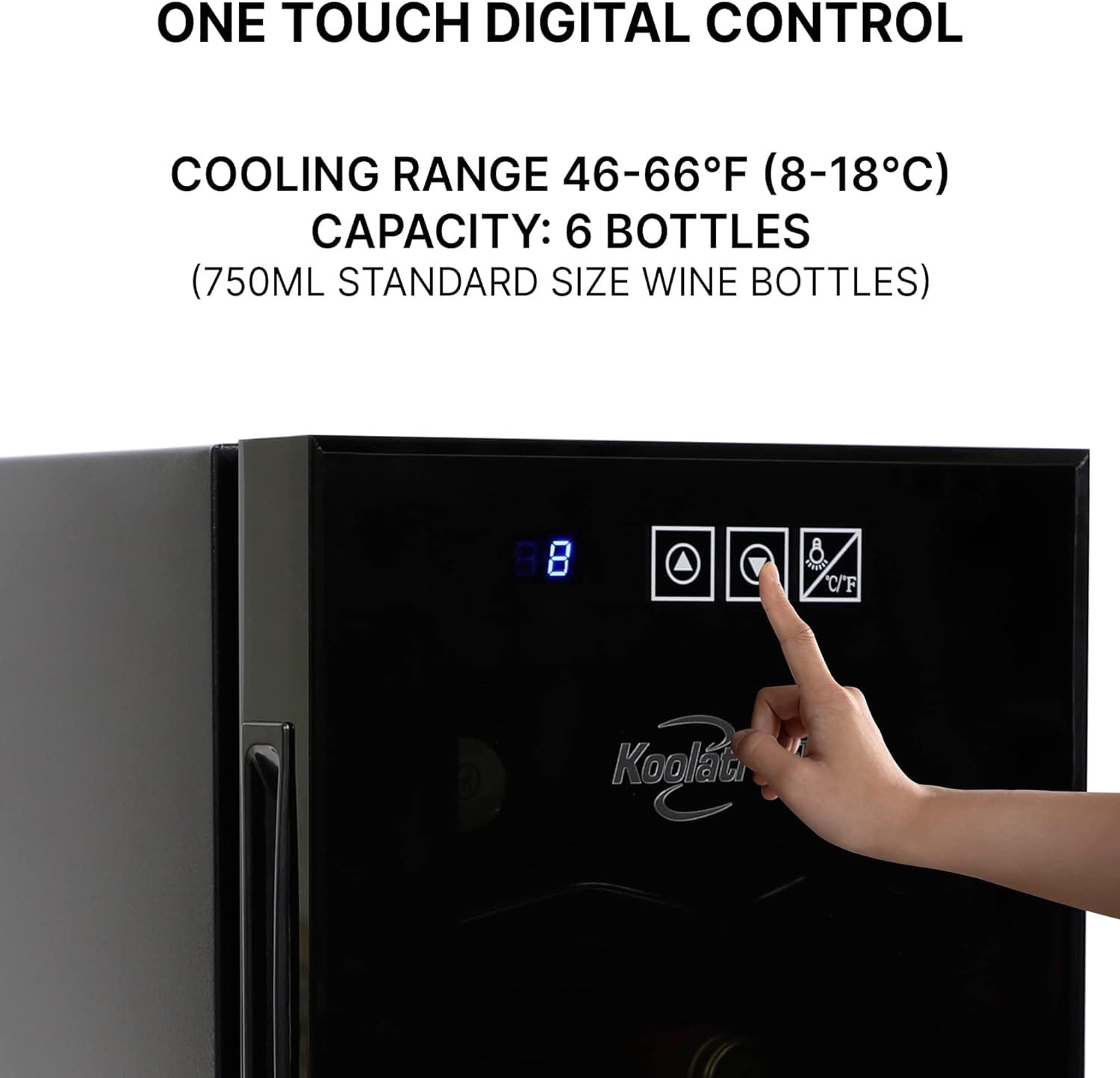 Koolatron 6 Bottle Wine Cooler, Black, Thermoelectric Wine Fridge, 0.65 cu. ft. (16L), Freestanding Wine Cellar, Red, White and Sparkling Wine Storage for Small Kitchen, Apartment, Condo, RV