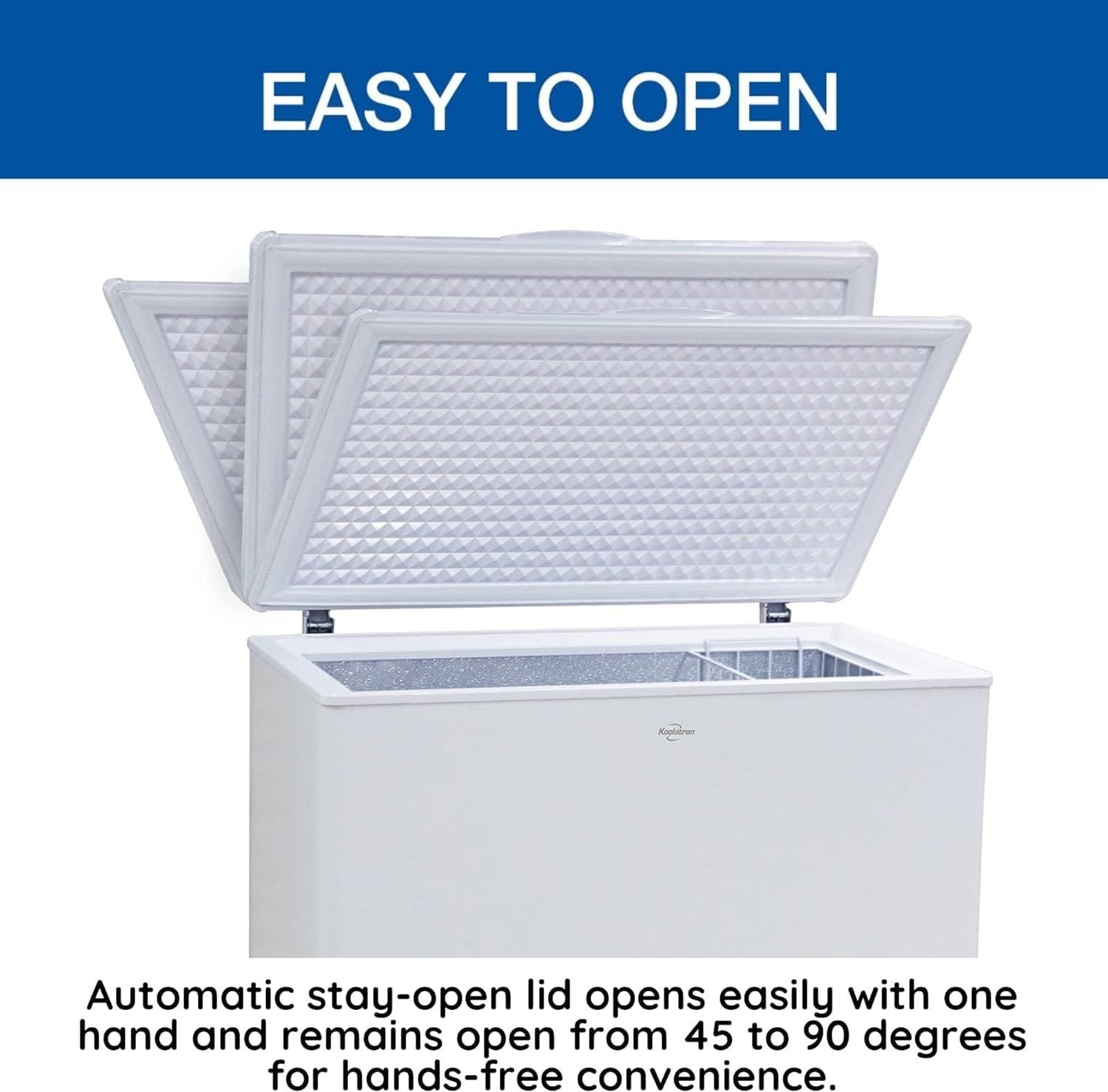Koolatron Large Chest Freezer, 7.0 cu ft (195L), White, Manual Defrost Deep Freeze, Storage Basket, Space-Saving Flat Back, Stay-Open Lid, Front-Access Drain, for Basement, Laundry Room, Cottage