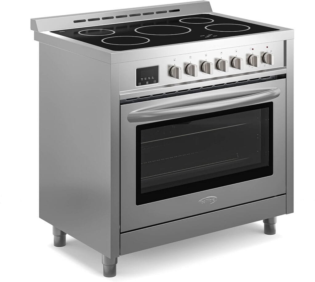 KoolMore 36 Inch All-Electric Range Oven with Ceramic Cooktop Burners, Stainless Steel Kitchen Stove with Large Capacity Convection Cooking, 4.3 cu. ft. (KM-FR36EE-SS) KoolMore 36 Inch All-Electric Range Oven with Ceramic Cooktop Burners, Stainless Steel Kitchen Stove with Large Capacity Convection Cooking, 4.3 cu. ft. (KM-FR36EE-SS)