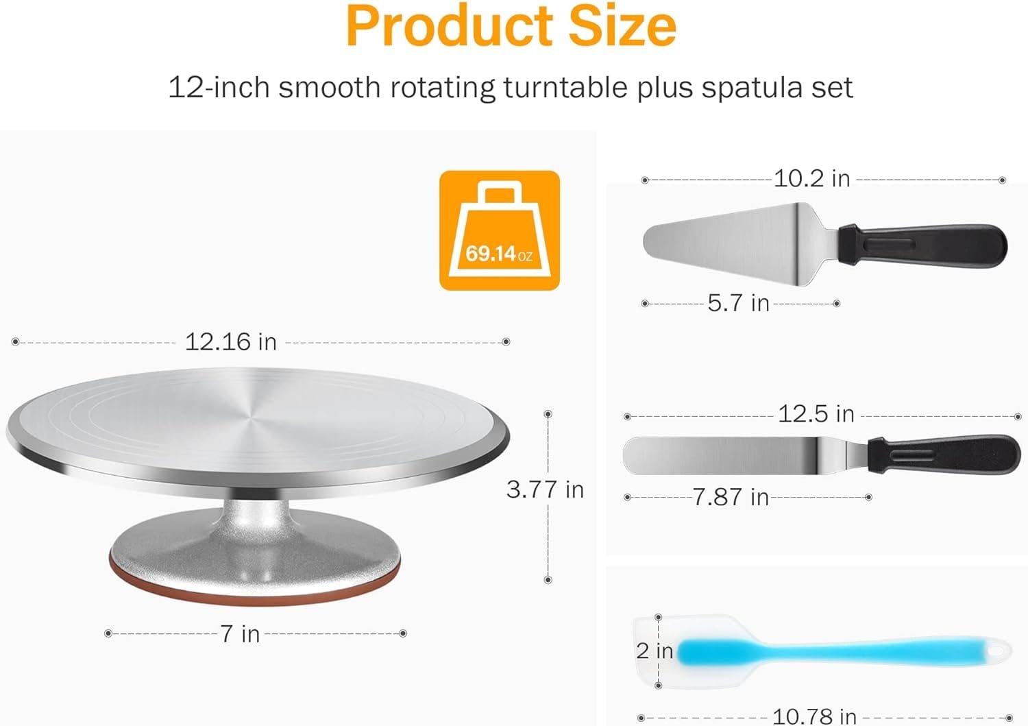 Kootek Aluminium Alloy Revolving Stand 12 Cakes Turntable with 12.7 Angled Frosting, 3 Comb Icing Smoother, Silicone Spatulas Pie Server/Cutter Baking Decorating Tools Kootek Aluminium Alloy Revolving Stand 12 Cakes Turntable with 12.7 Angled Frosting, 3 Comb Icing Smoother, Silicone Spatulas Pie Server/Cutter Baking Decorating Tools