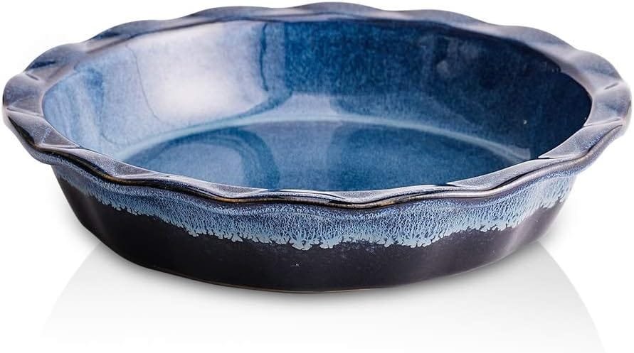 KOOV Ceramic, 9 Inches Pie Plate, Pie Dish for Dessert Kitchen, Round Baking Dish Pan for Dinner, Wrapping Upgrade, Reactive Glaze (Nebula Blue) KOOV Ceramic, 9 Inches Pie Plate, Pie Dish for Dessert Kitchen, Round Baking Dish Pan for Dinner, Wrapping Upgrade, Reactive Glaze (Nebula Blue)