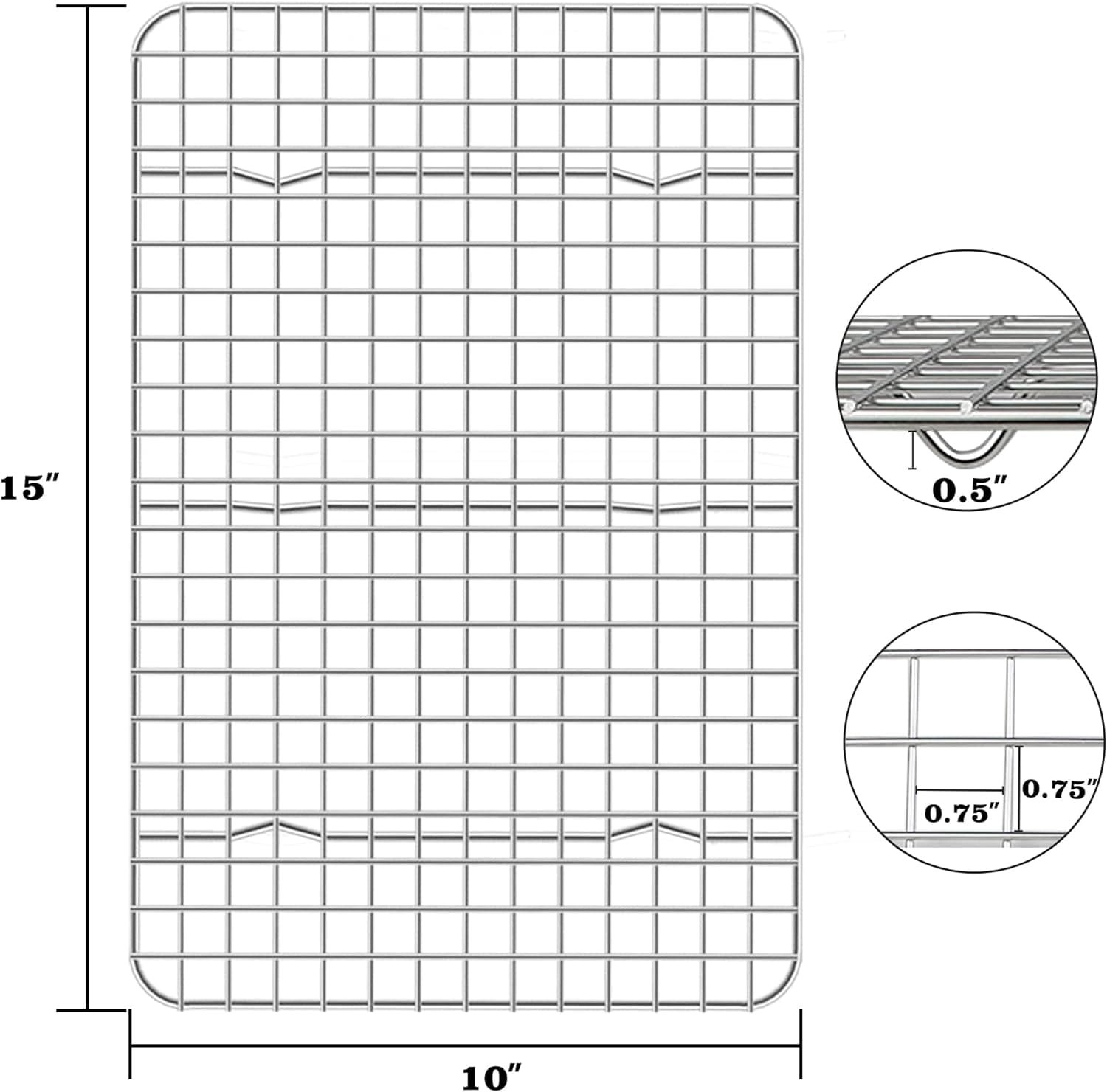 KORCCI Cooling Rack For Baking 2pc- 8.2x11.8, Baking Racks, Stainless Steel Grid Wire Cookie Rack for Cooking, Baking, Roasting, Grilling, Drying, Oven-Safe, Dishwasher-Safe, Heavy Duty,
