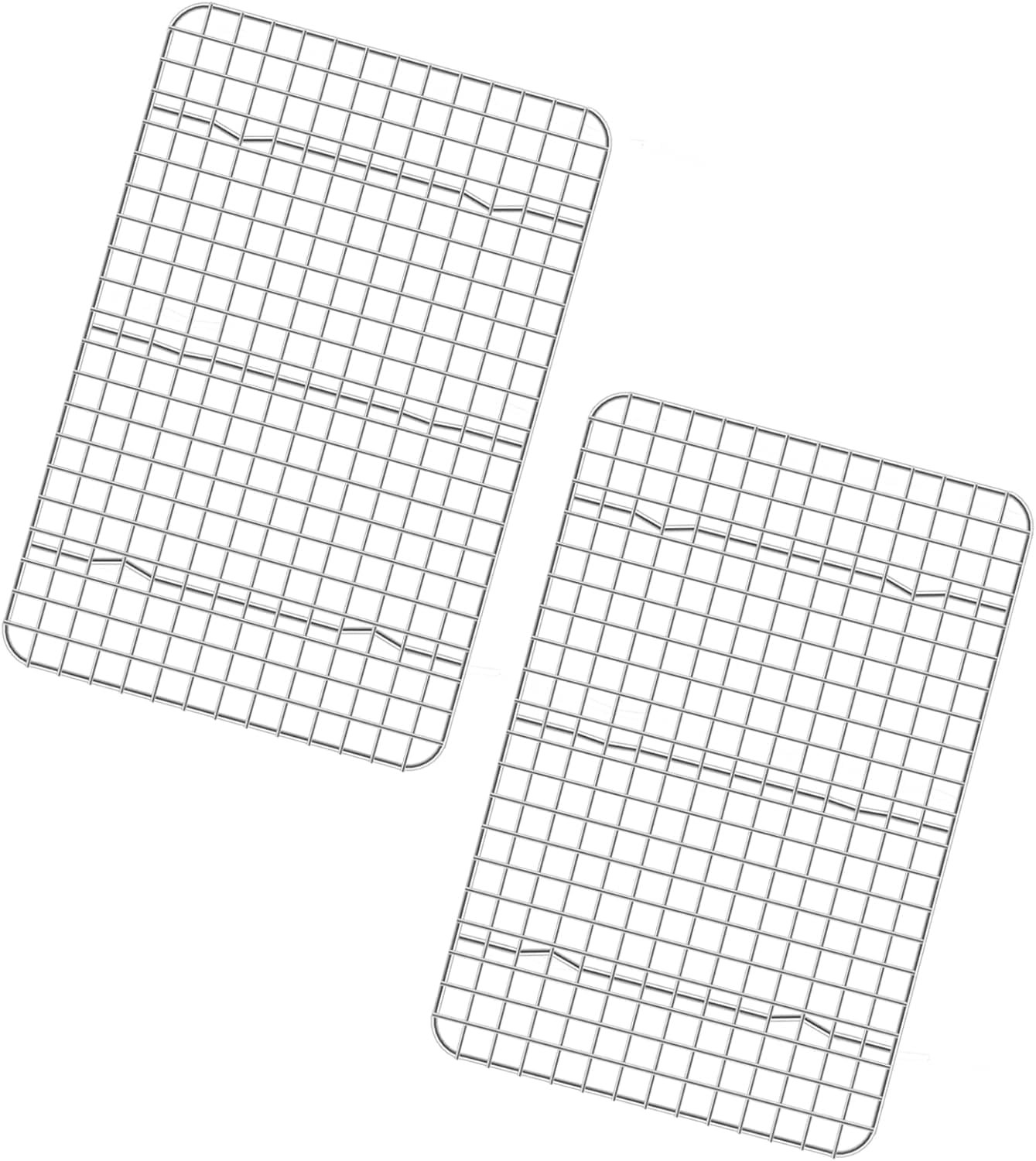KORCCI Cooling Rack For Baking 2pc- 8.2x11.8, Baking Racks, Stainless Steel Grid Wire Cookie Rack for Cooking, Baking, Roasting, Grilling, Drying, Oven-Safe, Dishwasher-Safe, Heavy Duty,