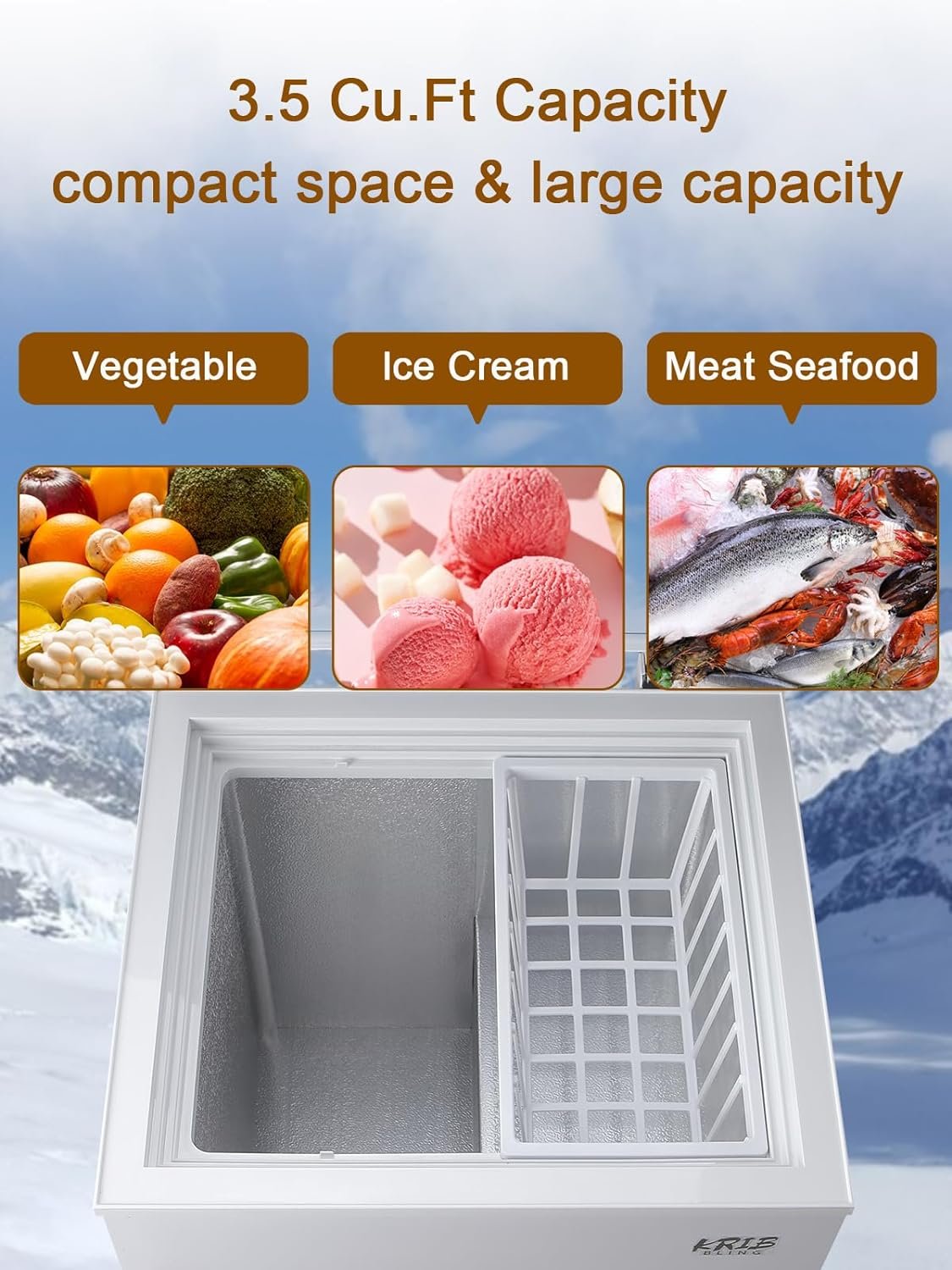 krib-bling-35-cuft-chest-freezer-compact-deep-freezer-with-top-mini-7-gears-temperature-control-open-door-and-removable- - Cooking Appliance World