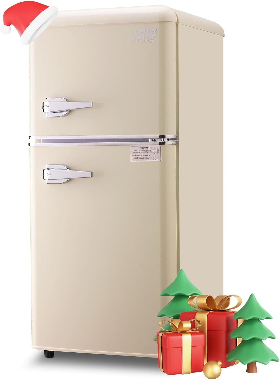 krib-bling-35-cuft-compact-refrigerator-mini-fridge-with-freezer-retro-design-small-drink-chiller-with-2-door-adjustable - Cooking Appliance World