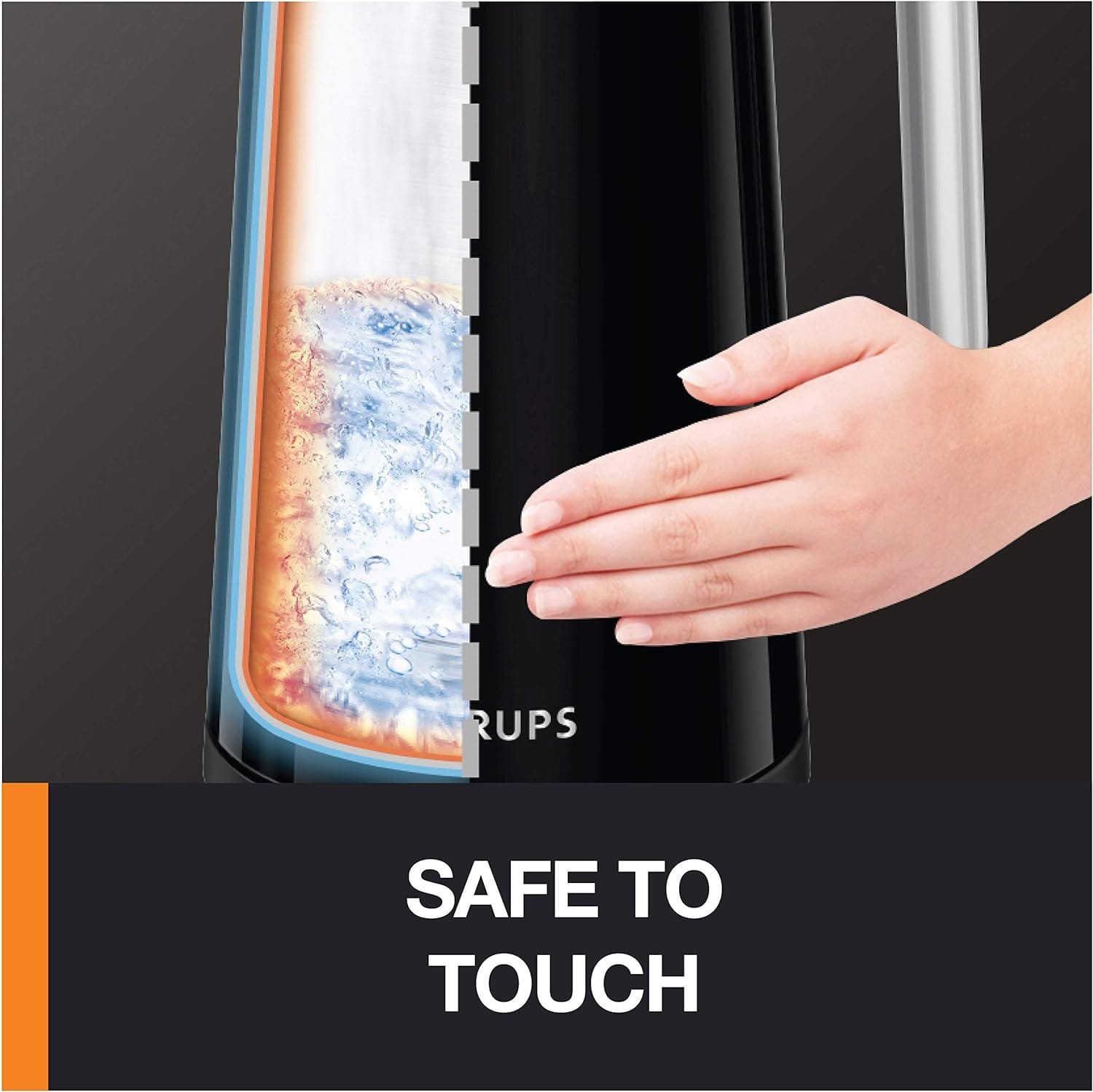 Krups Smart Temp Plastic and Stainless Steel Electric Kettle 1.7 Liter 5 Temperatures, Safe, Real Time Temperature Display 1500 Watts Digital Control, Fast Boiling, Auto Off, Keep Warm, Cordless Black