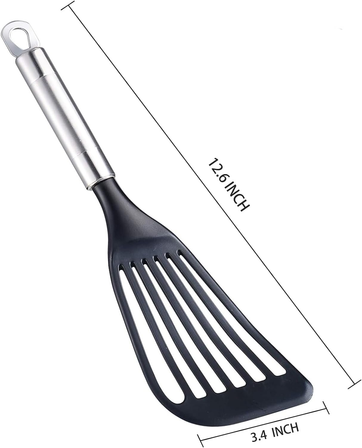 KSENDALO Fish Spatula for Nonstick Cookware -Slotted Turner Egg Spatula -Wide Thin Spatula with European Nylon Blade for Kitchen Use- Egg Flipper Utensils, Black