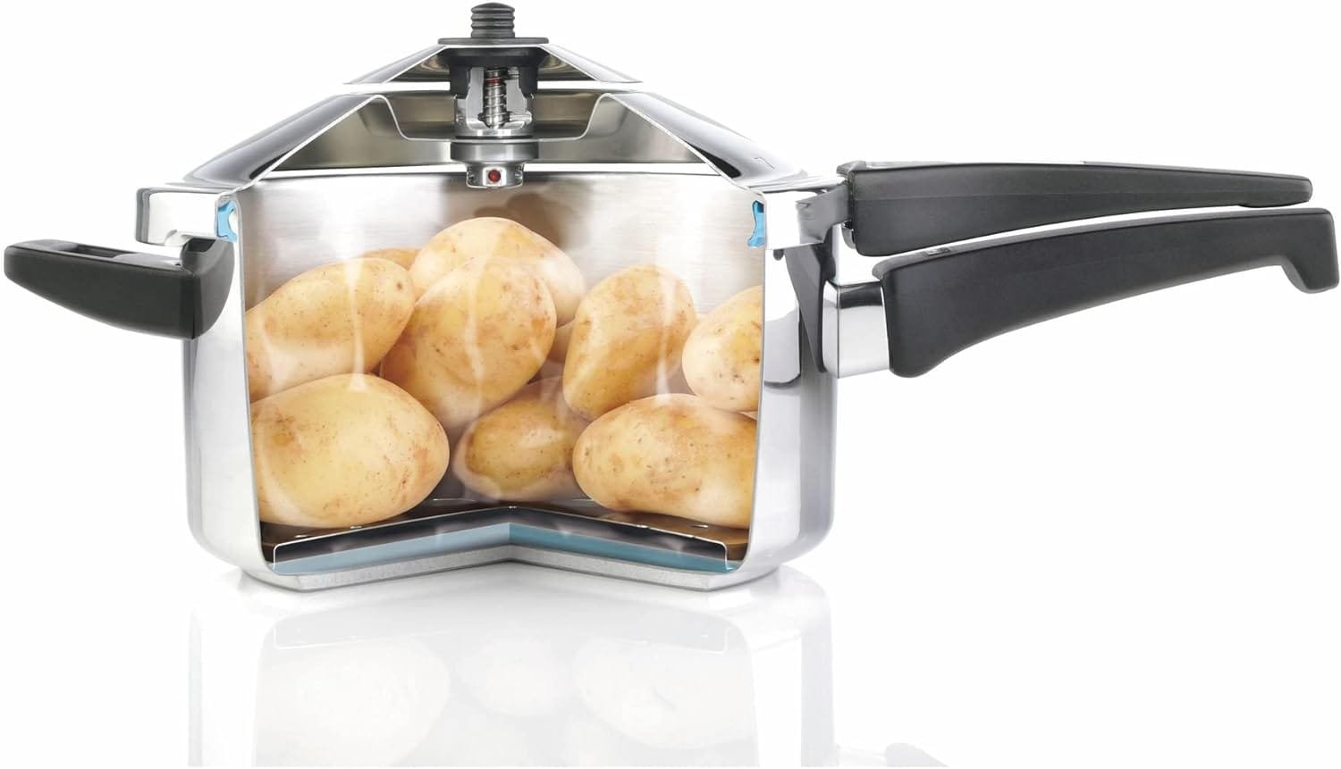 Kuhn Rikon DUROMATIC® Pressure Cooker 8.75” 6.3 qt family of 4 with side handles to save space