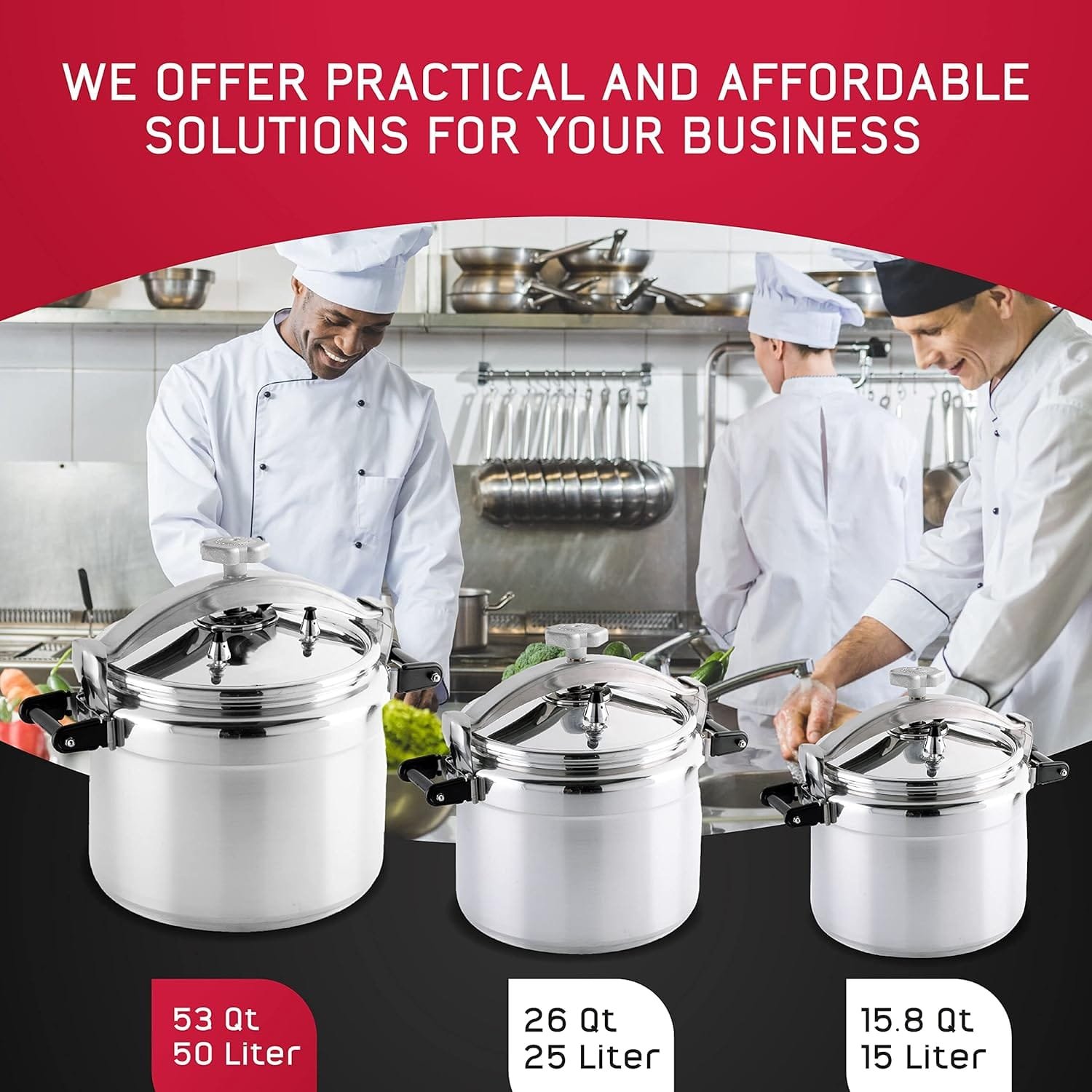 Large 15.8 Quart / 15 Liter Professional Pressure Cooker, Heavy-Duty Aluminum Construction with Multiple Safety Systems, Commercial Canner Ideal for Industry Usage