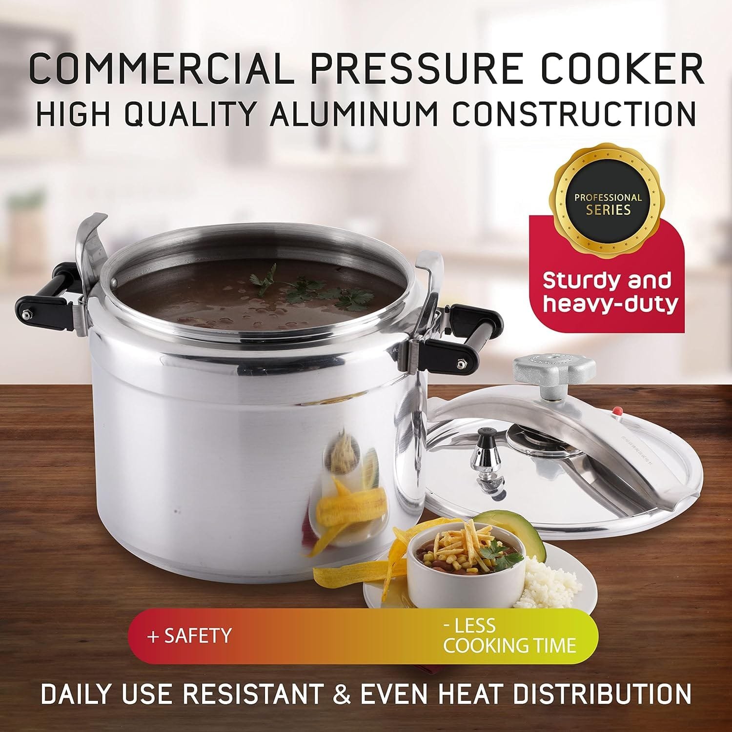 Large 15.8 Quart / 15 Liter Professional Pressure Cooker, Heavy-Duty Aluminum Construction with Multiple Safety Systems, Commercial Canner Ideal for Industry Usage