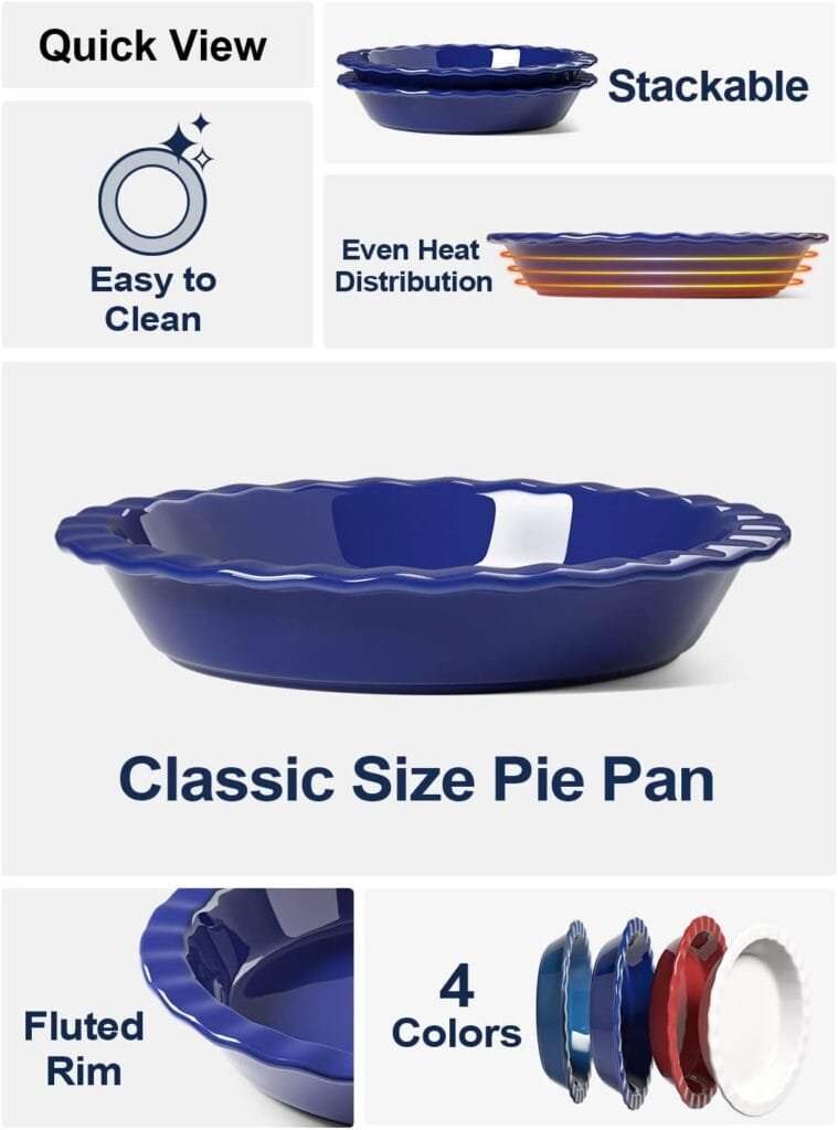 LE TAUCI Ceramic Pie Pans for Baking, 9 Inches Pie Plate for Apple Pie, Round Baking Dish, 36 Ounce Fluted Dish Pie Pan, Set of 2, White LE TAUCI Ceramic Pie Pans for Baking, 9 Inches Pie Plate for Apple Pie, Round Baking Dish, 36 Ounce Fluted Dish Pie Pan, Set of 2, White