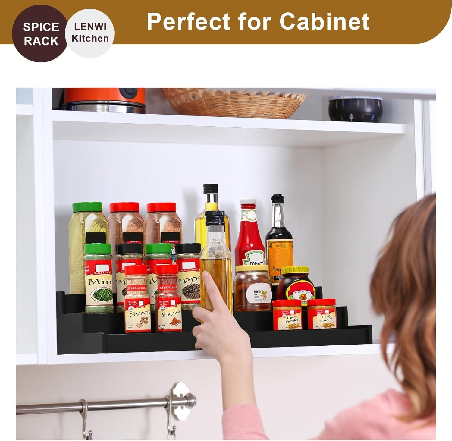 Lenwi Spice Rack Organizer for Cabinet, 3 Tier Expandable Bamboo Spice Storage, Great for Kitchen Cabinet, Cupboard,Pantry and More(Natrual) Lenwi Spice Rack Organizer for Cabinet, 3 Tier Expandable Bamboo Spice Storage, Great for Kitchen Cabinet, Cupboard,Pantry and More(Natrual)
