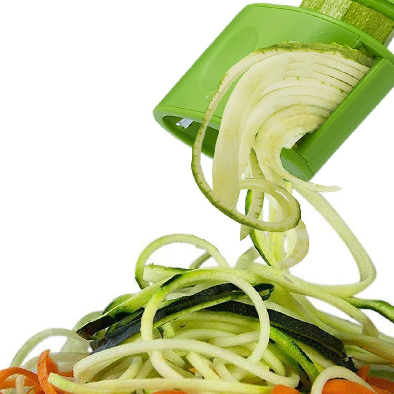 LHS Spiralizer Vegetable Slicer, 2-in-1 Handheld Vegetable Spiralizer Zucchini Spaghetti Maker, Spiral Slicer Cutter for Veggie Pasta