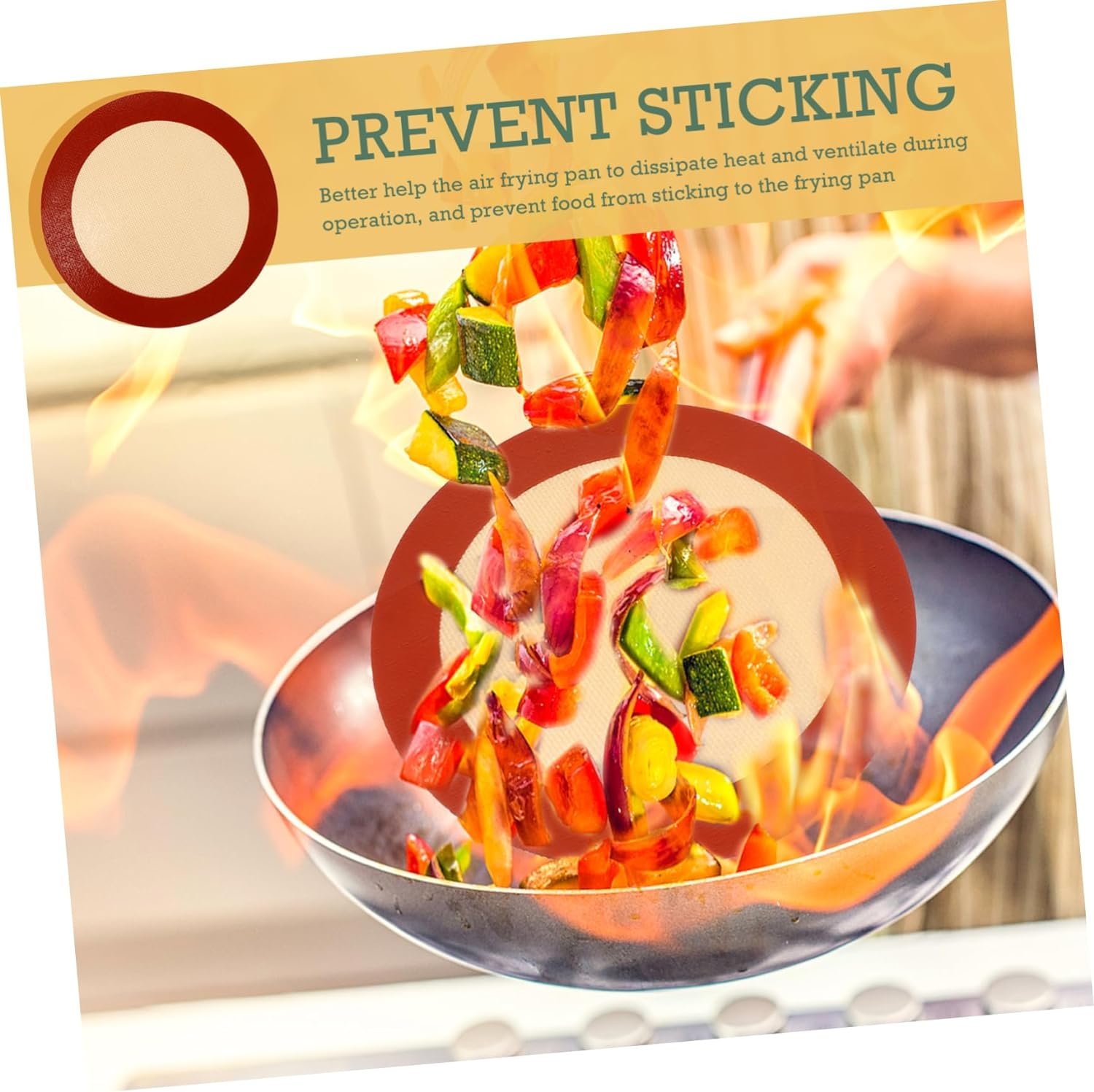 LIFKOME 5pcs Round Silicone Baking Mat Bakeware Red Pot Rack