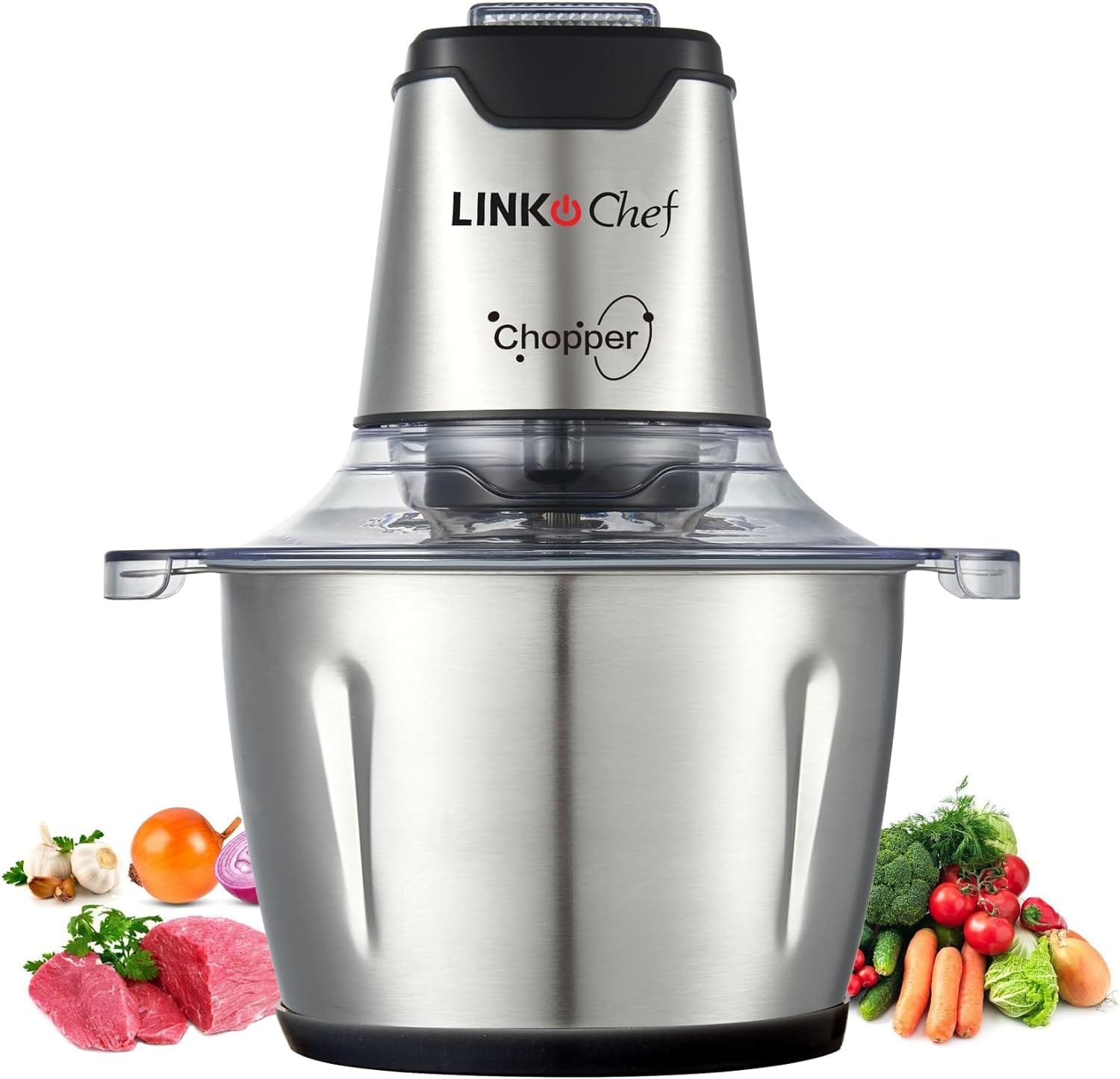 linkchef-food-chopper-5-cup-food-processor-mini-electric-12l-250w-meat-grinder-with-4-bi-level-blades-stainless-steel-mi - Cooking Appliance World