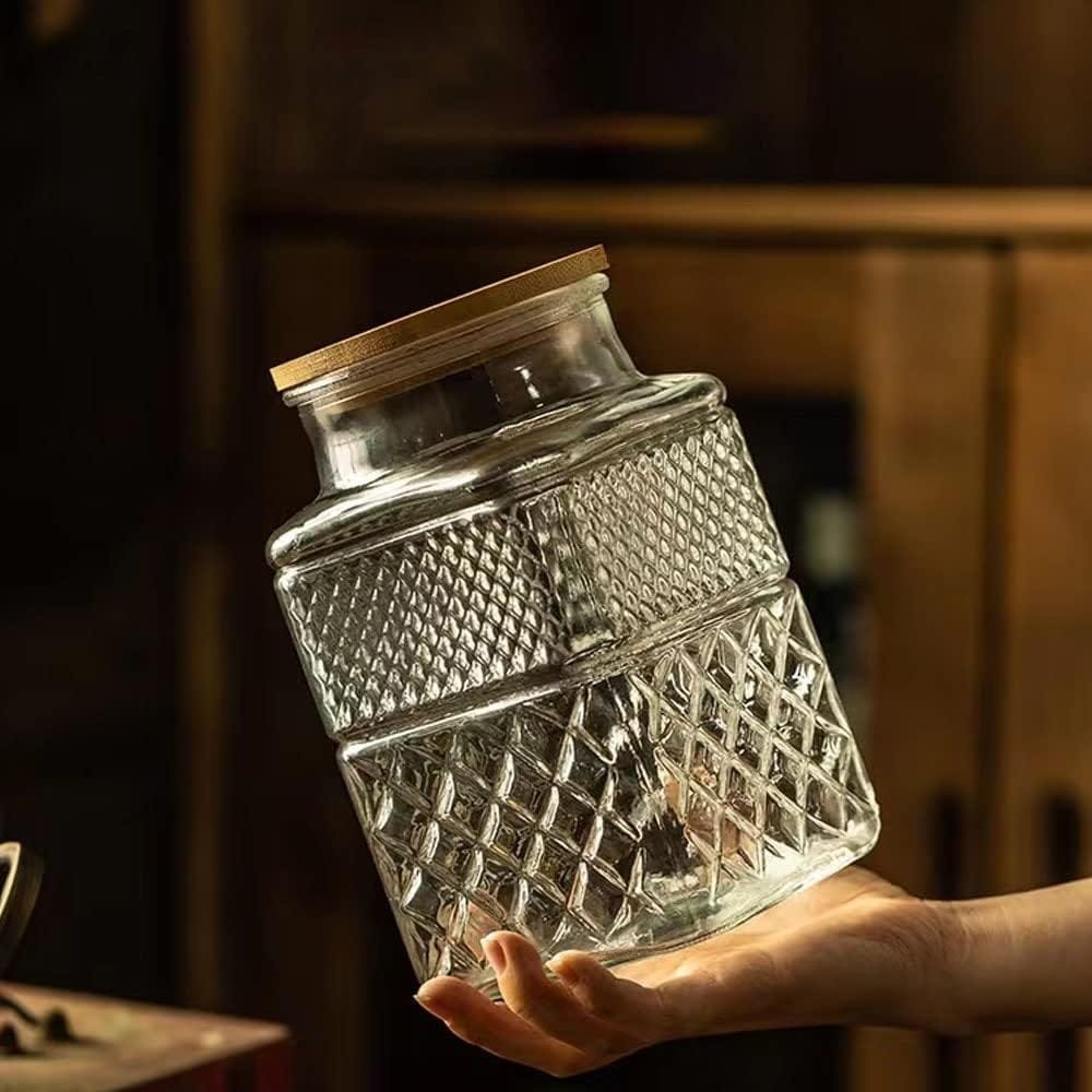 Livejun Glass Storage Jars Vintage Embossed Canisters Food Cereal Storage Containers with Bamboo Lid, Decorative Jars for Kitchen Counter,Pantry,Set 3-Piece Glass Jars in 60 oz/40 oz/20 oz (Round) Livejun Glass Storage Jars Vintage Embossed Canisters Food Cereal Storage Containers with Bamboo Lid, Decorative Jars for Kitchen Counter,Pantry,Set 3-Piece Glass Jars in 60 oz/40 oz/20 oz (Round)