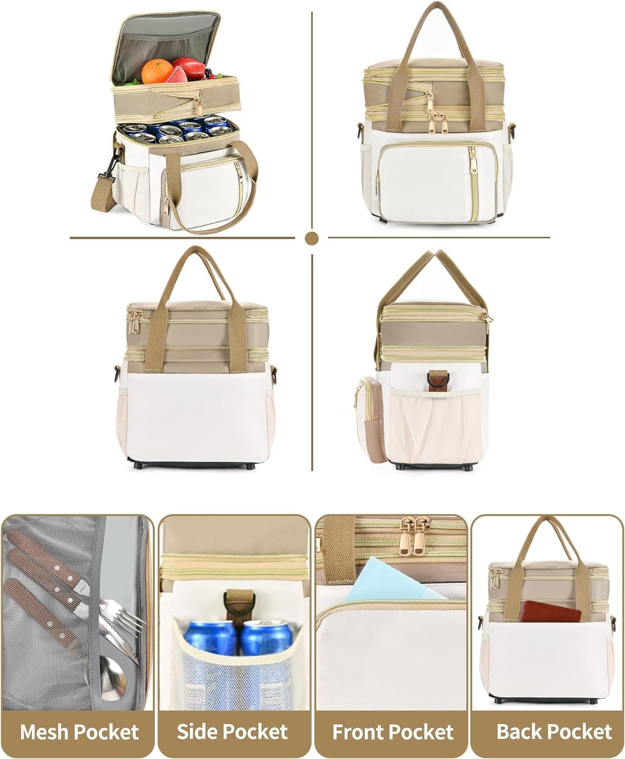 LOKASS Lunch Bag Women Double Deck Insulated Lunch Box Large Cooler Tote Bag with Removable Shoulder Strap Wide Open Thermal Meal Prep Lunch Organizer Box for Adults Work/Outdoor, Black Peony LOKASS Lunch Bag Women Double Deck Insulated Lunch Box Large Cooler Tote Bag with Removable Shoulder Strap Wide Open Thermal Meal Prep Lunch Organizer Box for Adults Work/Outdoor, Black Peony