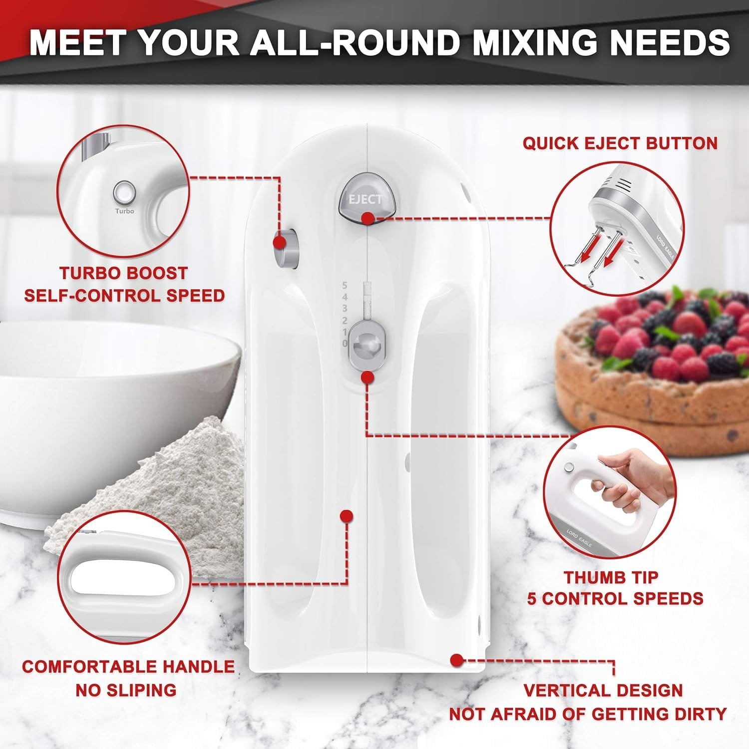lord-eagle-hand-mixer-electric-400w-power-handheld-mixer-for-baking-cake-egg-cream-food-beater-turbo-boostself-control-s - Cooking Appliance World