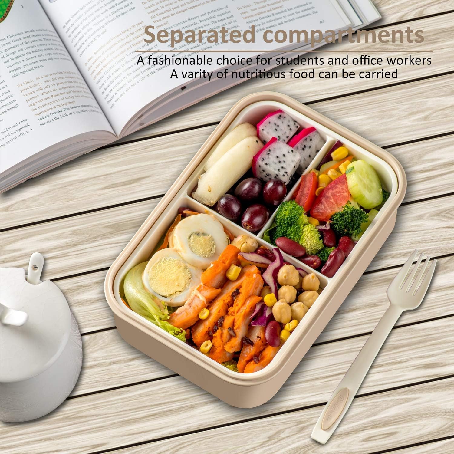 LOVINA Bento Boxes for Adults - 1100 ML Bento Lunch Box For Kids Childrens With Spoon  Fork - Durable Perfect Size for On-the-Go Meal, BPA-Free and Food-Safe Materials(Green)