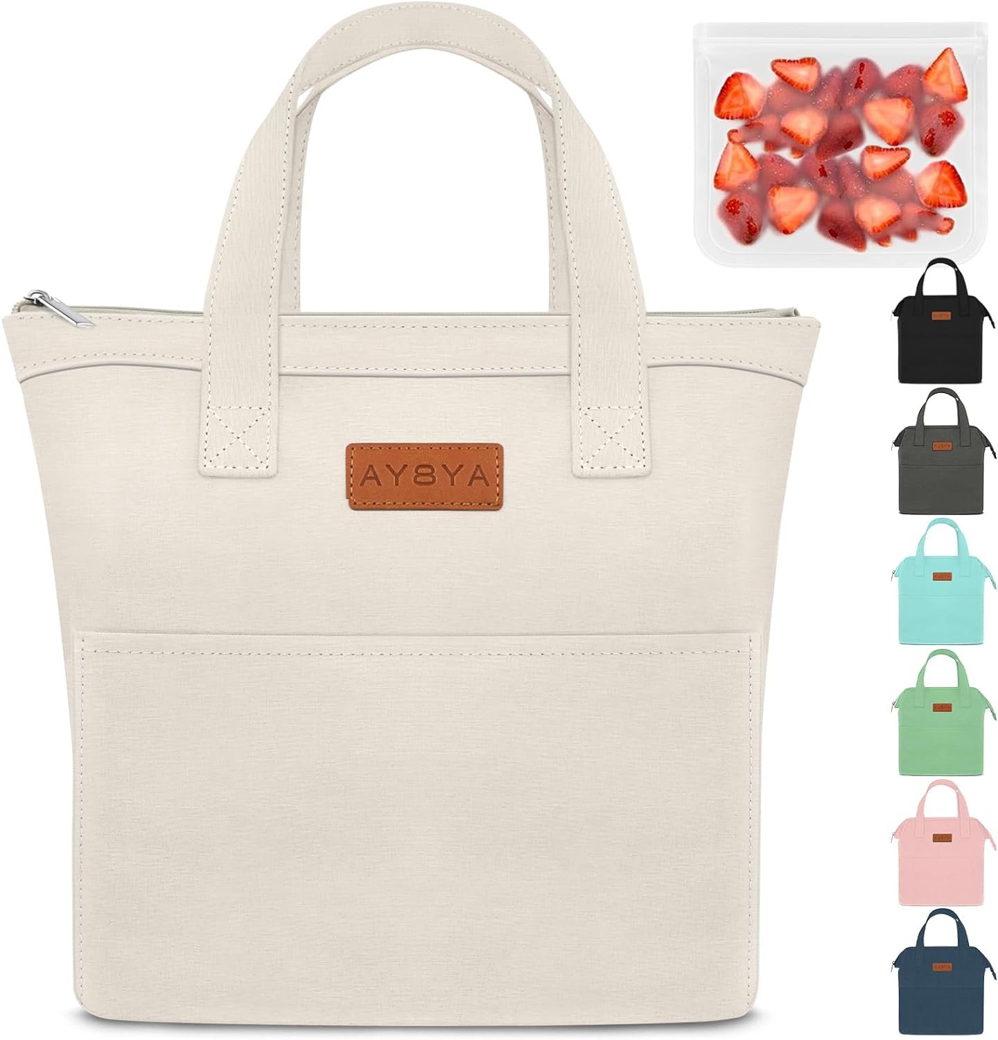 Lunch Box for Women, Lunch Bag for Women Men Adult Simple Reusable Insulated Lunch Tote Bag Large Capacity Lunch Boxes Cute Cooler Food Storage Bags for Work, Office or Picnic (Beige) Lunch Box for Women, Lunch Bag for Women Men Adult Simple Reusable Insulated Lunch Tote Bag Large Capacity Lunch Boxes Cute Cooler Food Storage Bags for Work, Office or Picnic (Beige)