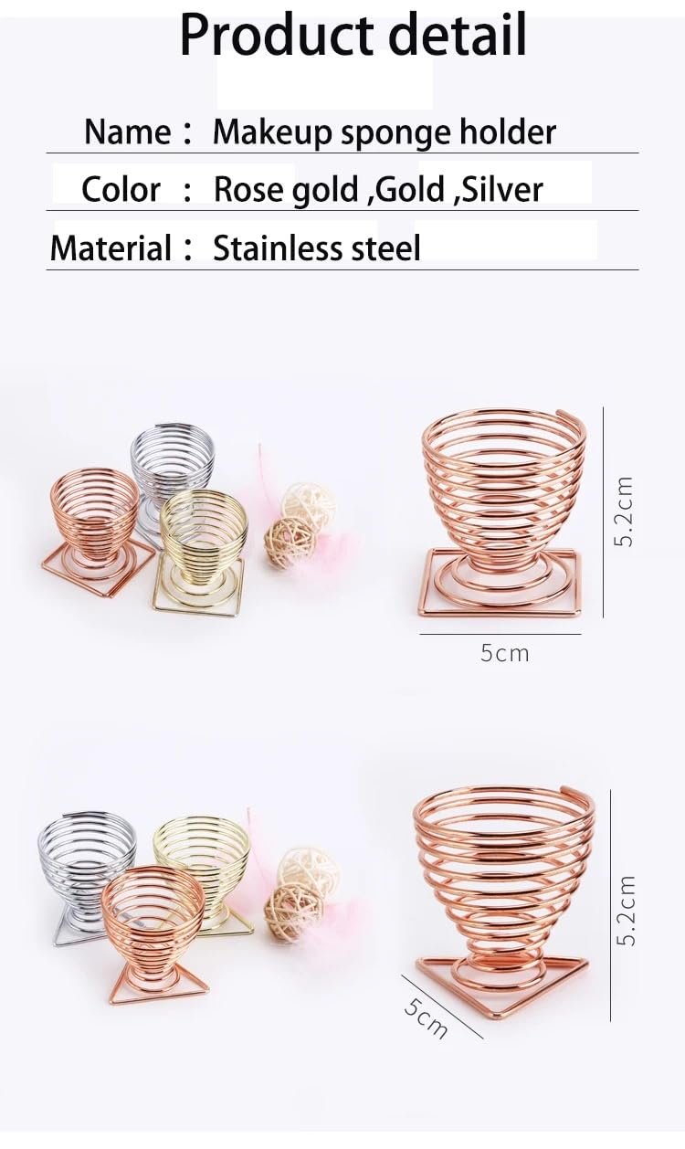 Luxurious 3 Piece Stainless Steel Beauty Blender Sponge Holder Luxurious 3 Piece Stainless Steel Beauty Blender Sponge Holder