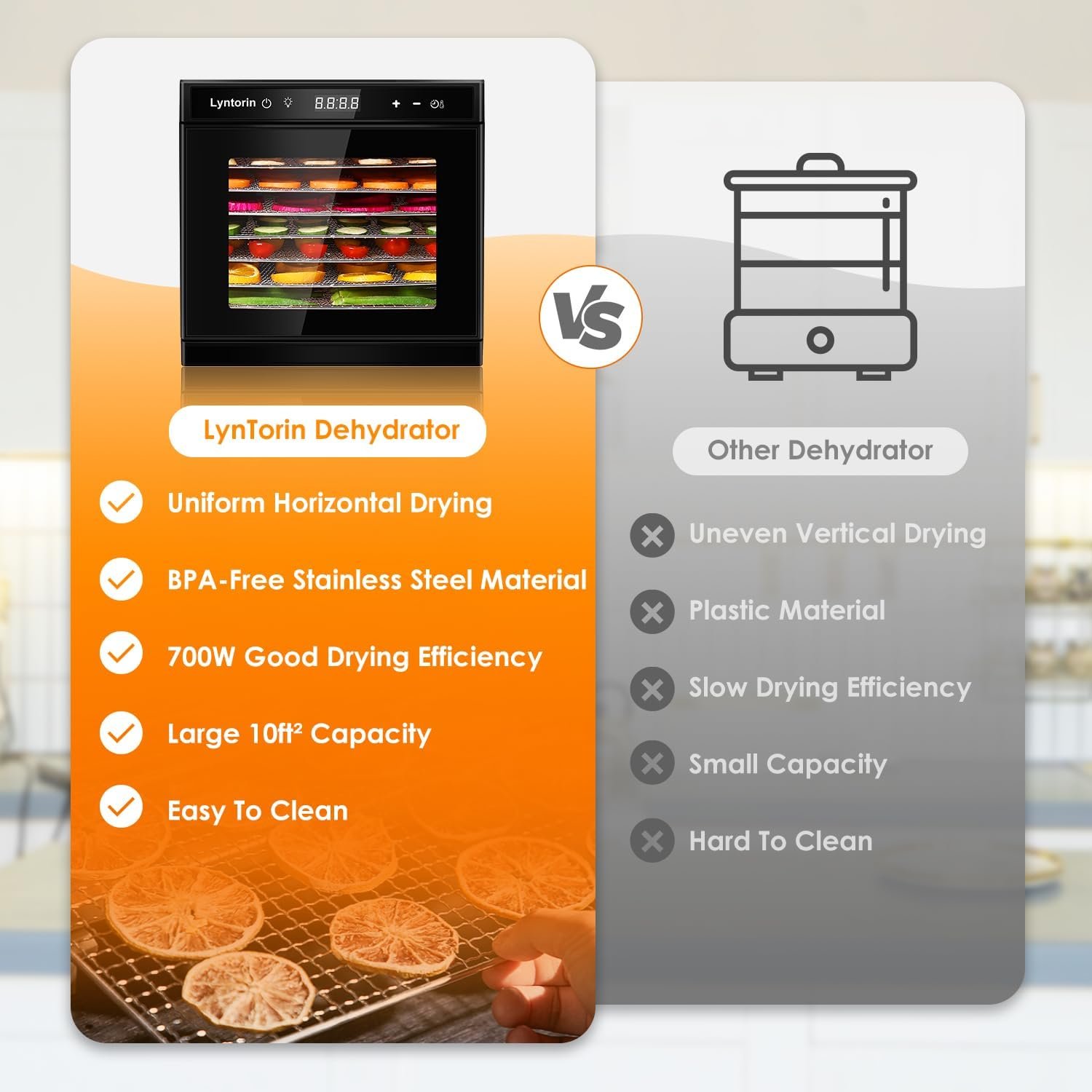 LynTorin Food Dehydrator, 700W 8 Trays Meat Dehydrator Machine with 95-167℉ Adjustable Temperature 24H Timer, 8.2ft² Large Food Dehydrator Machine LynTorin Food Dehydrator, 700W 8 Trays Meat Dehydrator Machine with 95-167℉ Adjustable Temperature 24H Timer, 8.2ft² Large Food Dehydrator Machine