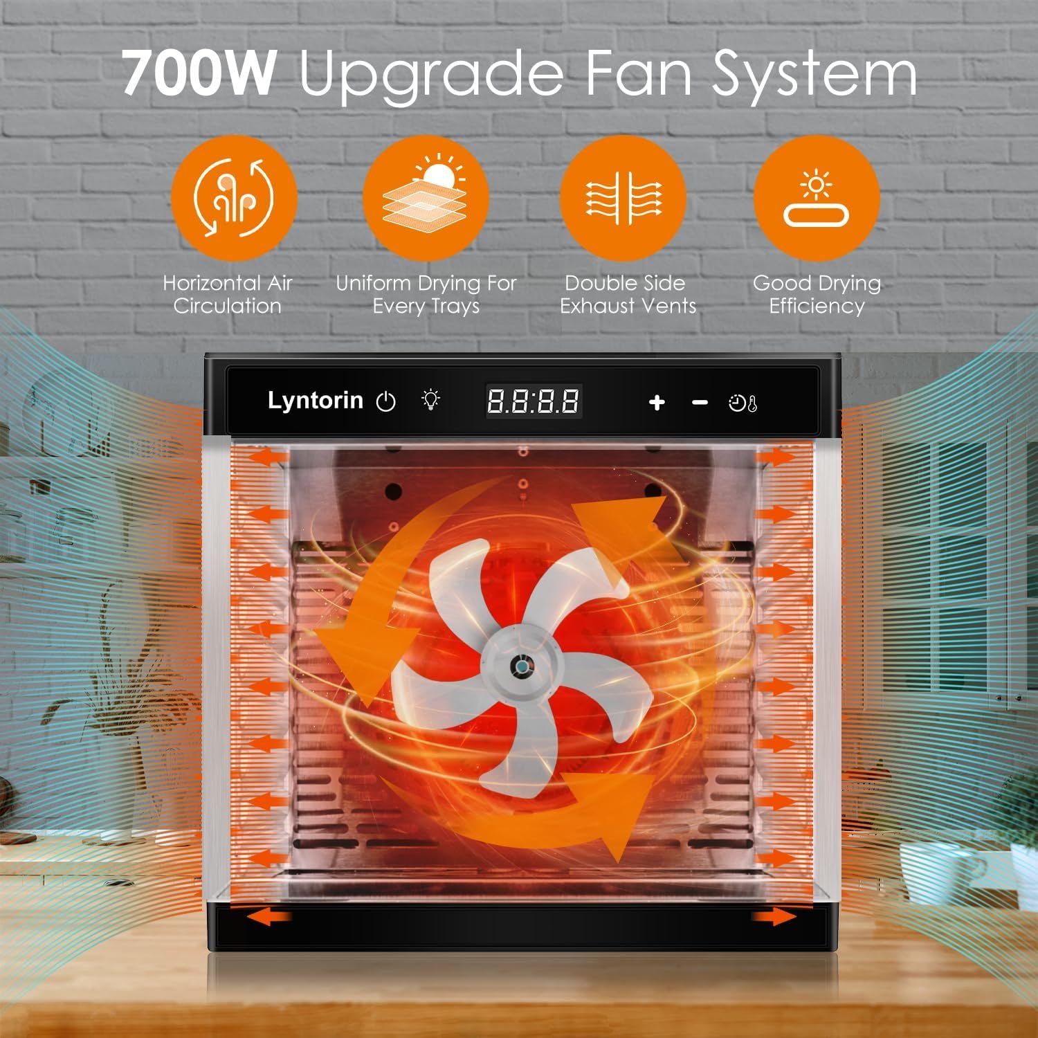 LynTorin Food Dehydrator, 700W 8 Trays Meat Dehydrator Machine with 95-167℉ Adjustable Temperature 24H Timer, 8.2ft² Large Food Dehydrator Machine LynTorin Food Dehydrator, 700W 8 Trays Meat Dehydrator Machine with 95-167℉ Adjustable Temperature 24H Timer, 8.2ft² Large Food Dehydrator Machine