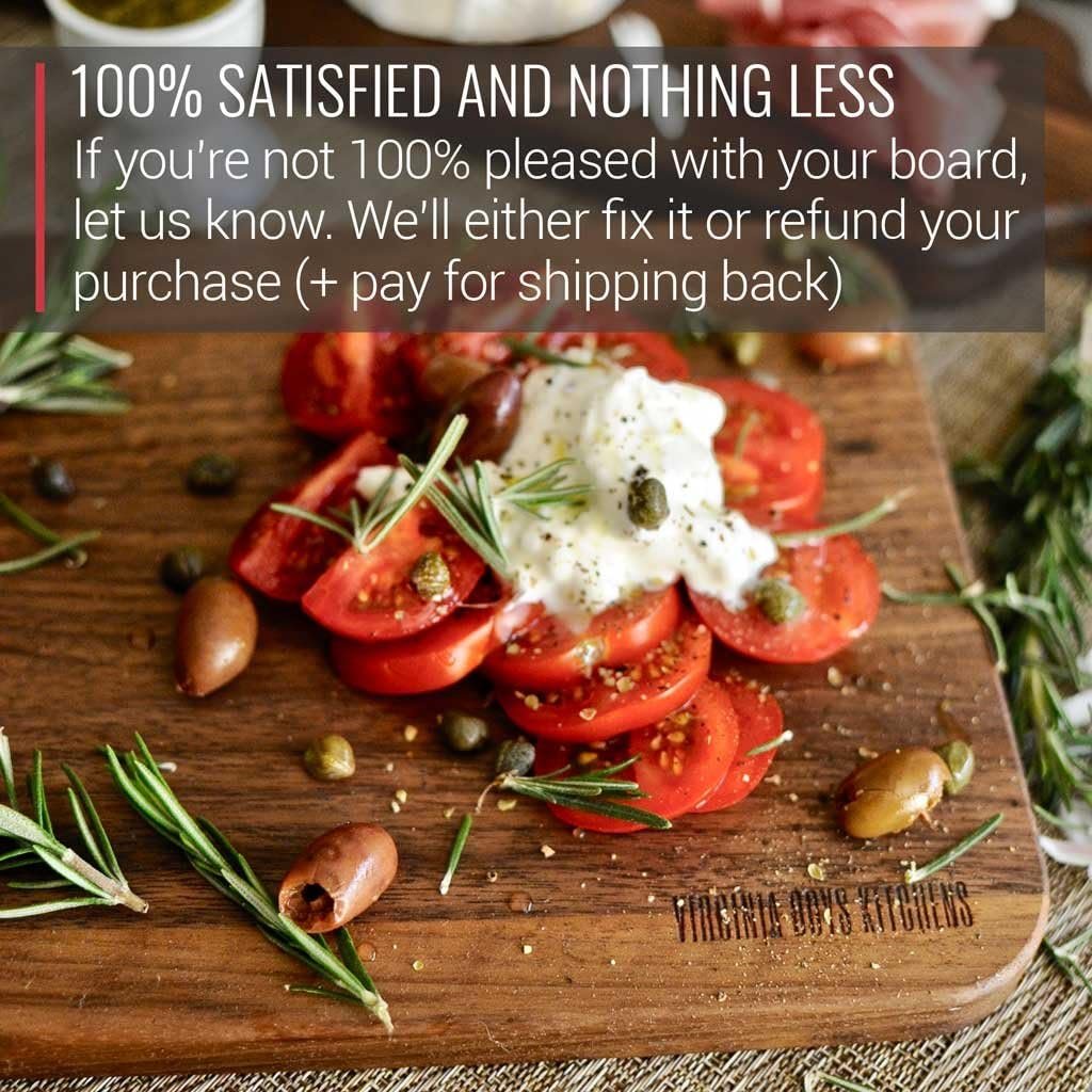 Made in USA Black Walnut Wood Cutting Board by Virginia Boys Kitchens - Butcher Block Wooden Carving Board with Juice Well made from Sustainable Hardwood (17x11)