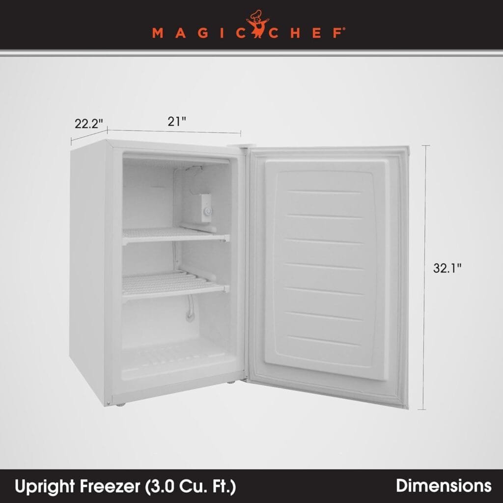 Magic Chef Mini Freezer, Compact Freezer for Extra Freezer Space, Small Freezer for Office, Apartment, or Dorm, 3.0 Cubic Feet, White