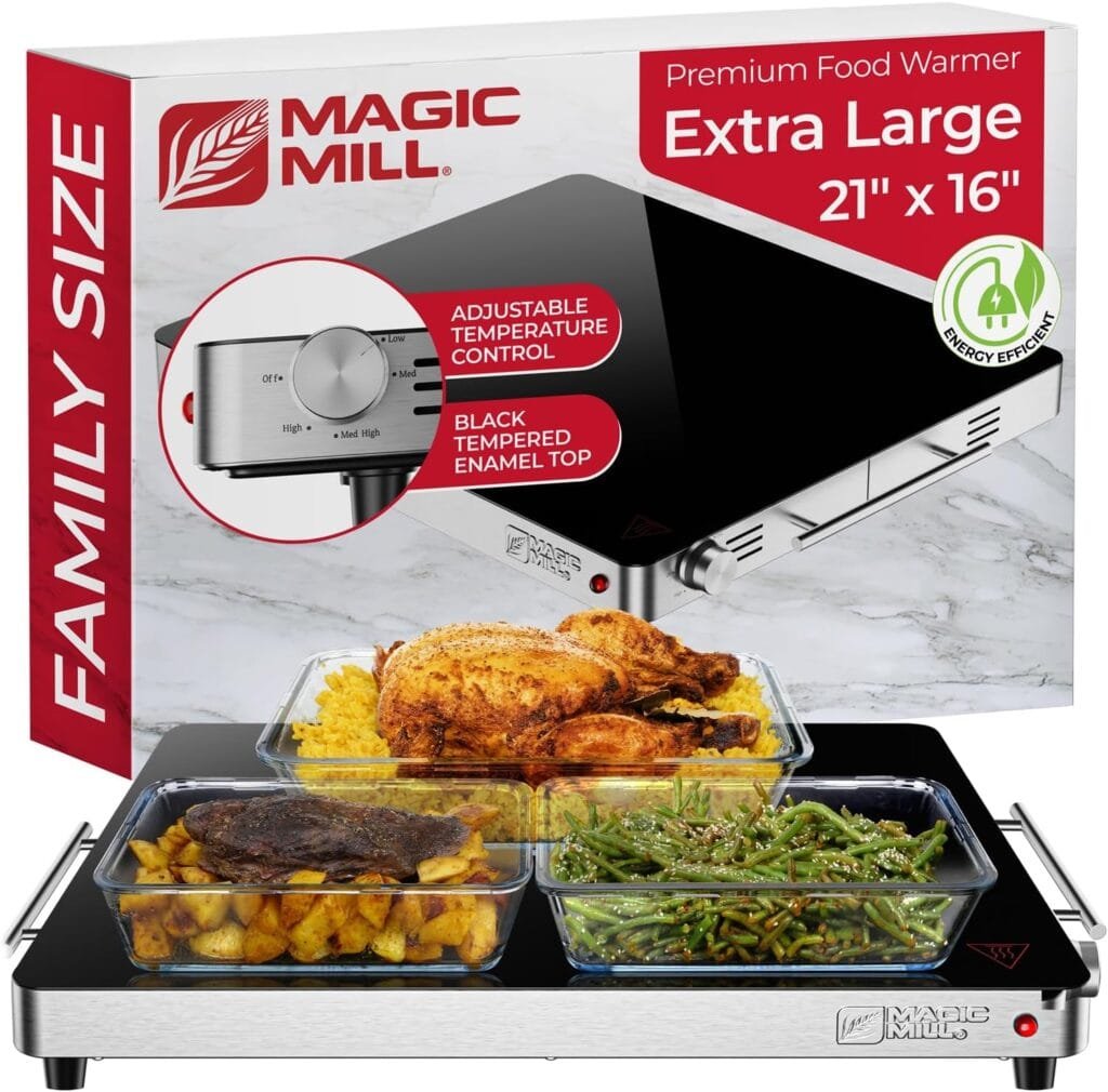 Magic Mill Extra Large Food Warmer for Parties | Electric Server Warming Tray, Hot Plate, with Adjustable Temperature Control, for Buffets, Restaurants, House Parties, Party Events (21 x 16) Magic Mill Extra Large Food Warmer for Parties | Electric Server Warming Tray, Hot Plate, with Adjustable Temperature Control, for Buffets, Restaurants, House Parties, Party Events (21 x 16)