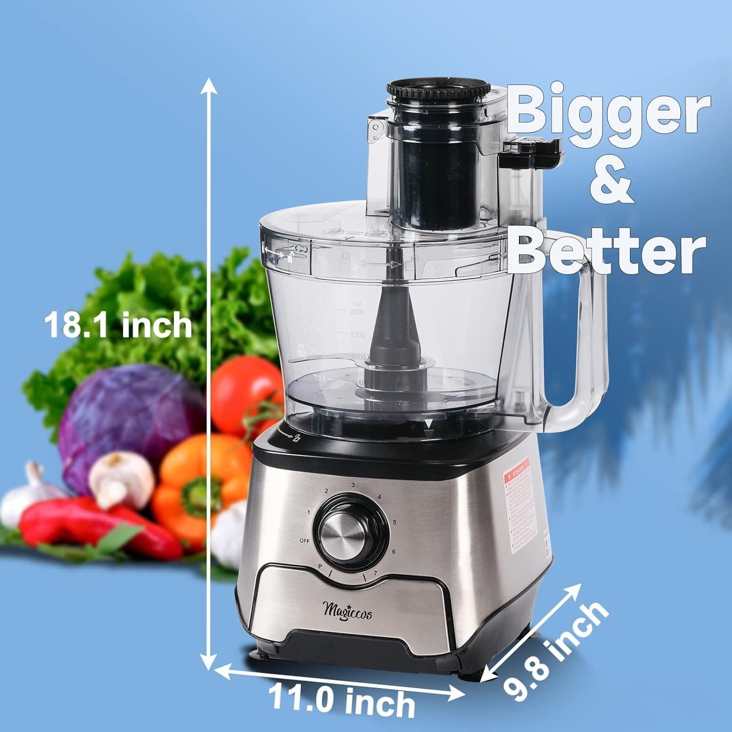 Magiccos 14-Cup French-Fry-Cutter Storage-Drawer Food-Processor - Large Feed Chute, Built-in Storage Drawer, Cheese Shredding, Meat Chopping, Shredding and Slicing, Mixing and Doughing, for Home Use Magiccos 14-Cup French-Fry-Cutter Storage-Drawer Food-Processor - Large Feed Chute, Built-in Storage Drawer, Cheese Shredding, Meat Chopping, Shredding and Slicing, Mixing and Doughing, for Home Use