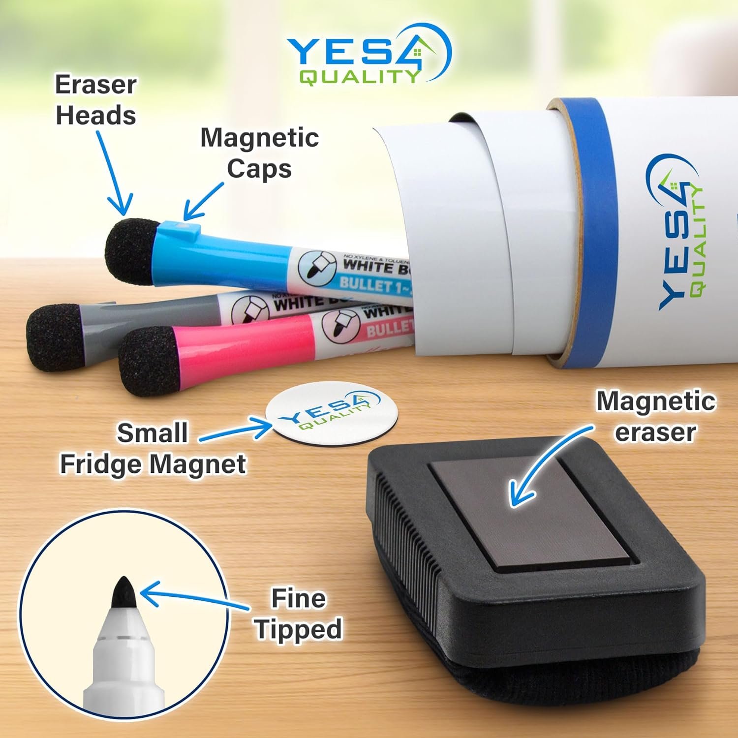 Magnetic Dry Erase White Board Sheet for Fridge 17x11 in - with Stain Resistant Technology - Includes 3 Markers and Big Eraser with Magnets - Small Refrigerator Whiteboard Planner  Organizer