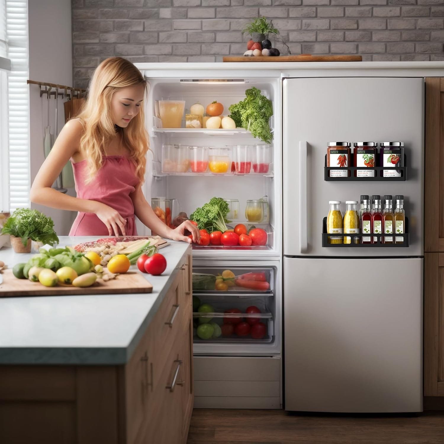 Magnetic Spice Rack for Refrigerator, 4 Pack Magnetic Shelf, Strong Magnetic Fridge Organizer, Spice Rack Organizer, Heavy Duty Seasoning Rack For Kitchen Organization And Storage Magnetic Spice Rack for Refrigerator, 4 Pack Magnetic Shelf, Strong Magnetic Fridge Organizer, Spice Rack Organizer, Heavy Duty Seasoning Rack For Kitchen Organization And Storage